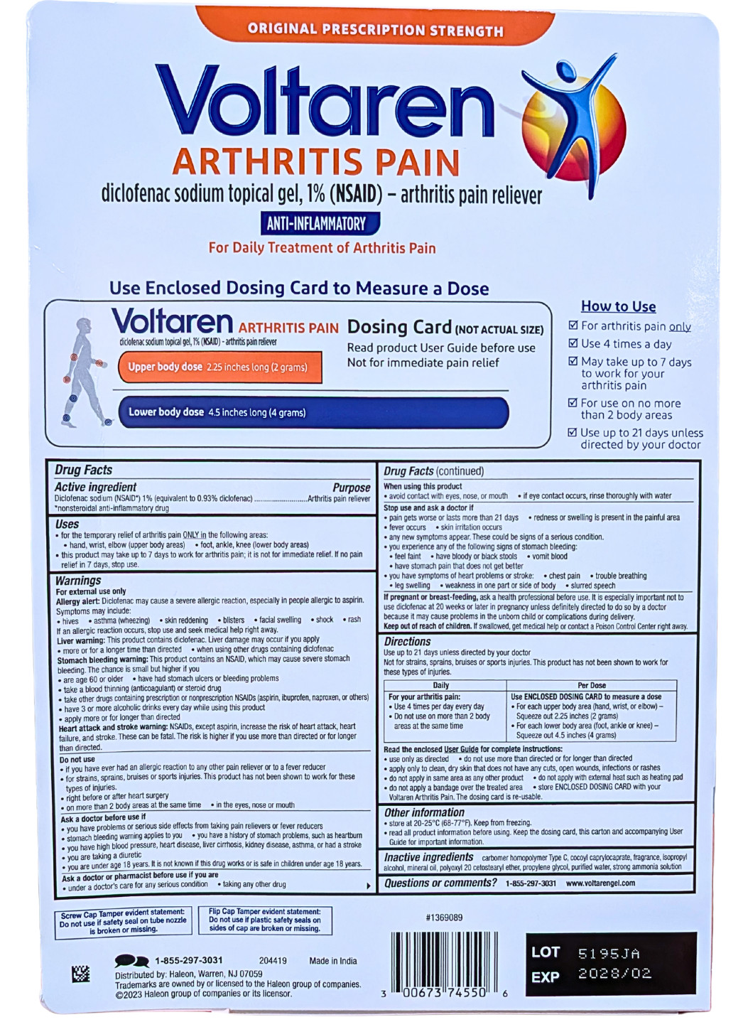 Voltaren Topical Arthritis Pain Relief Gel 2×5.3Oz + 1×1.7Oz Total 3 Tubes 02/28