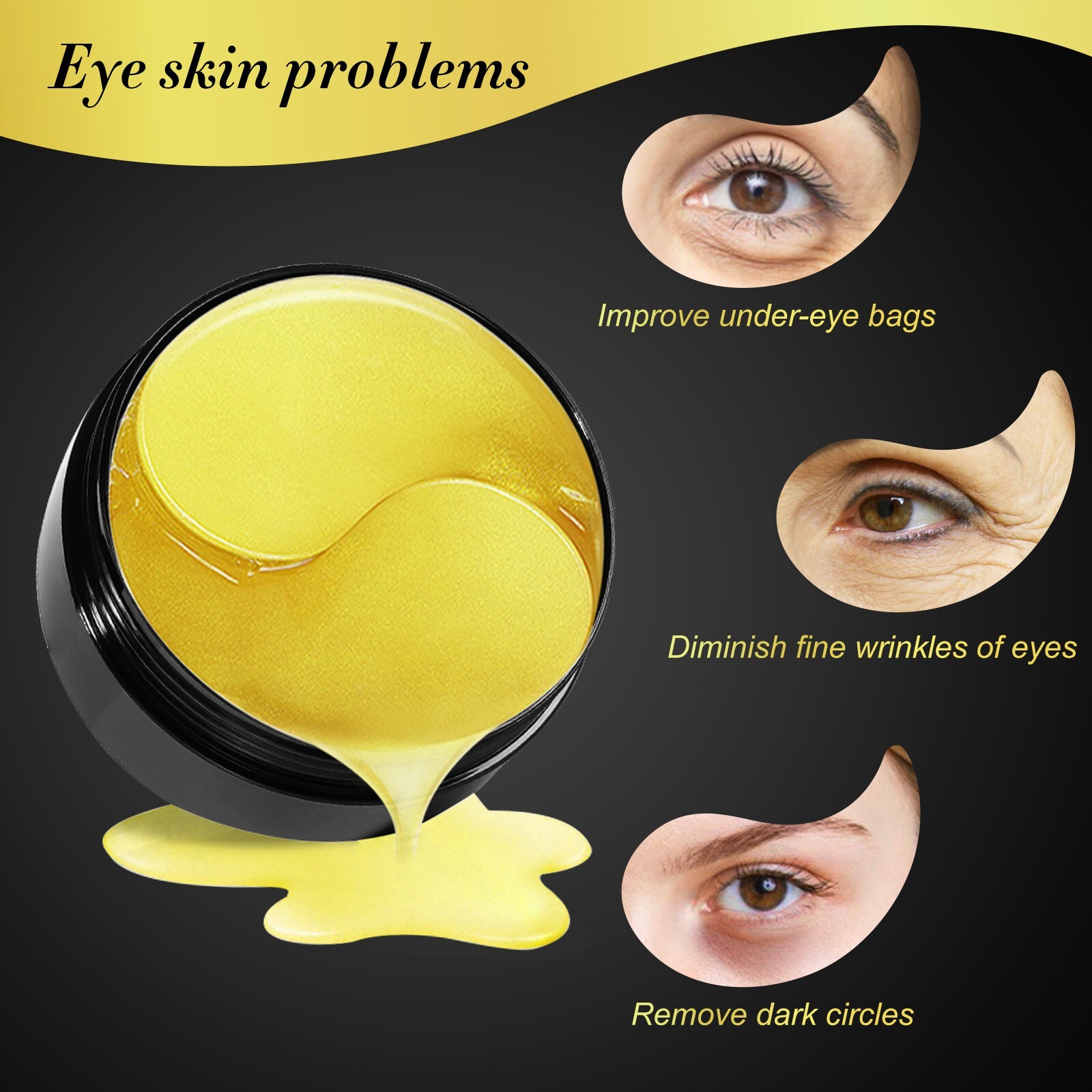 60pcs Hyaluronic Acid Collagen Eye Mask Patch Gel Dark Circle Wrinkle Anti Aging