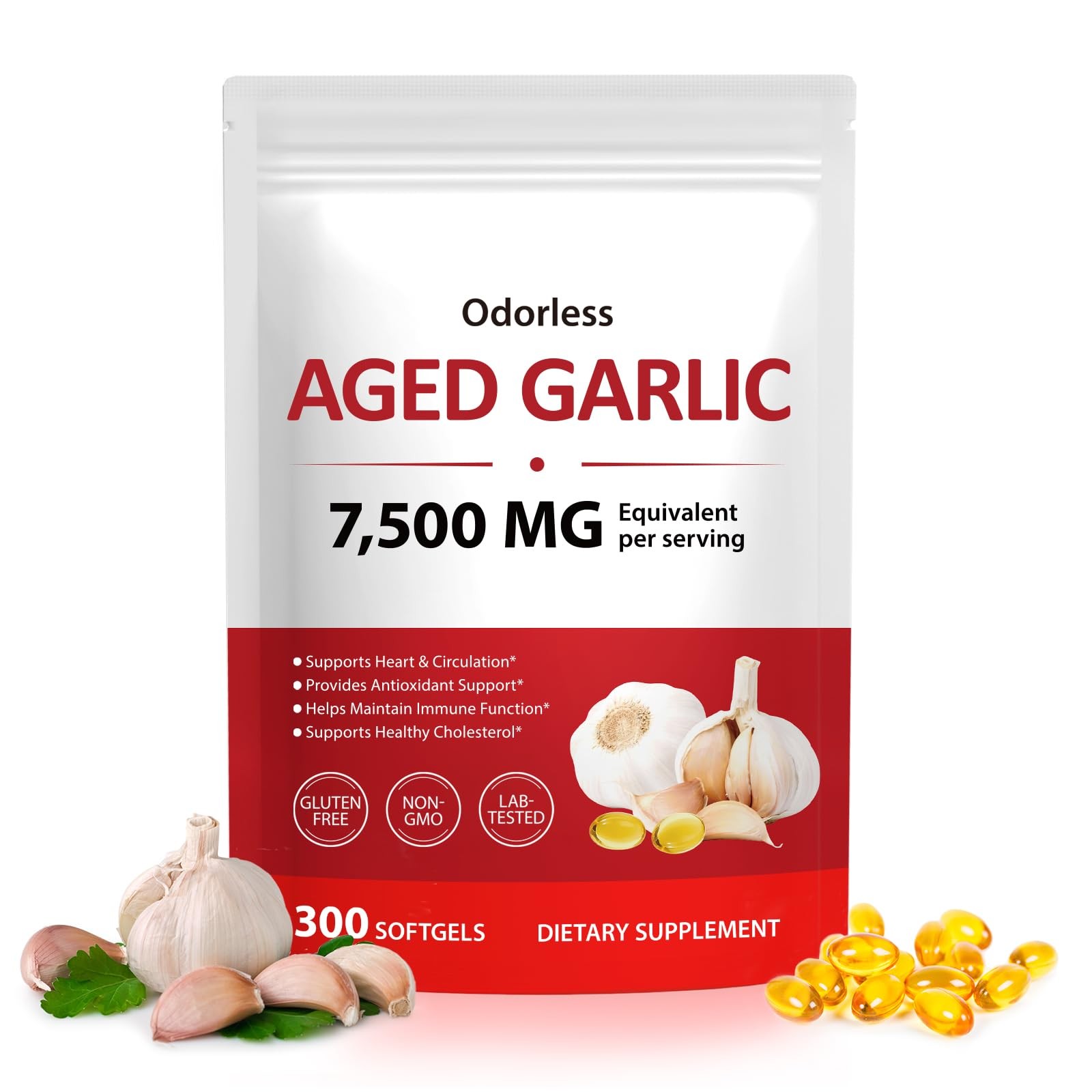 Akeeronn Odorless Aged Garlic Extract Capsules 300 300 Count (Pack of 1)