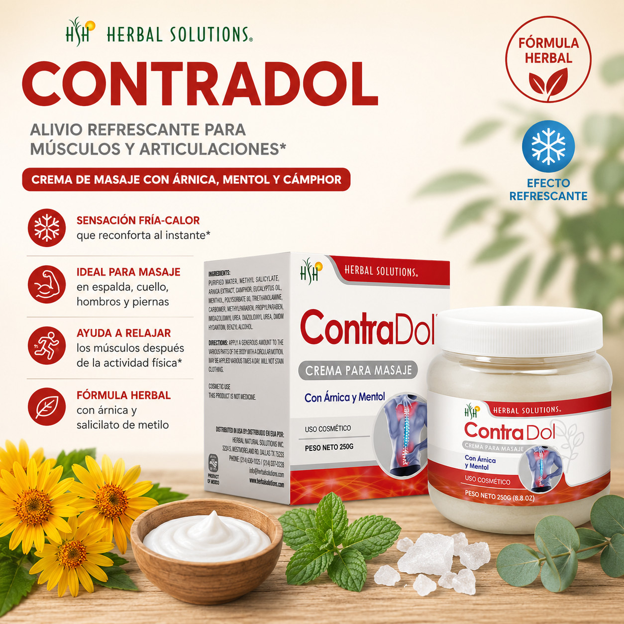 Herbal Solutions Contradol Arnica Cream – Cooling Muscle & Joint Comfort