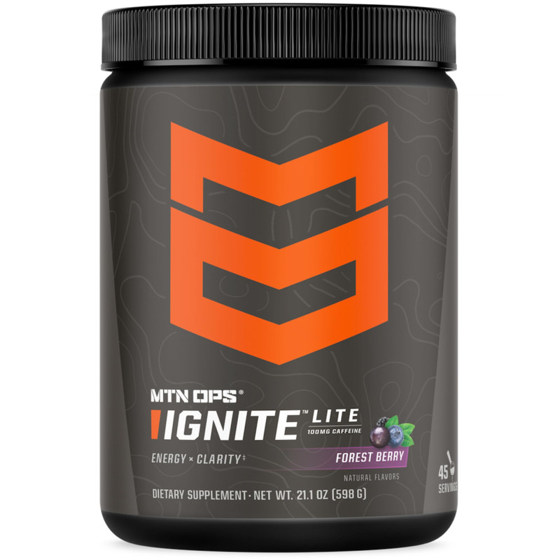 Mtn Ops Ignite Lite Sugar Energy Drink Powder 100Mg Caffeine Nootropic Blend
