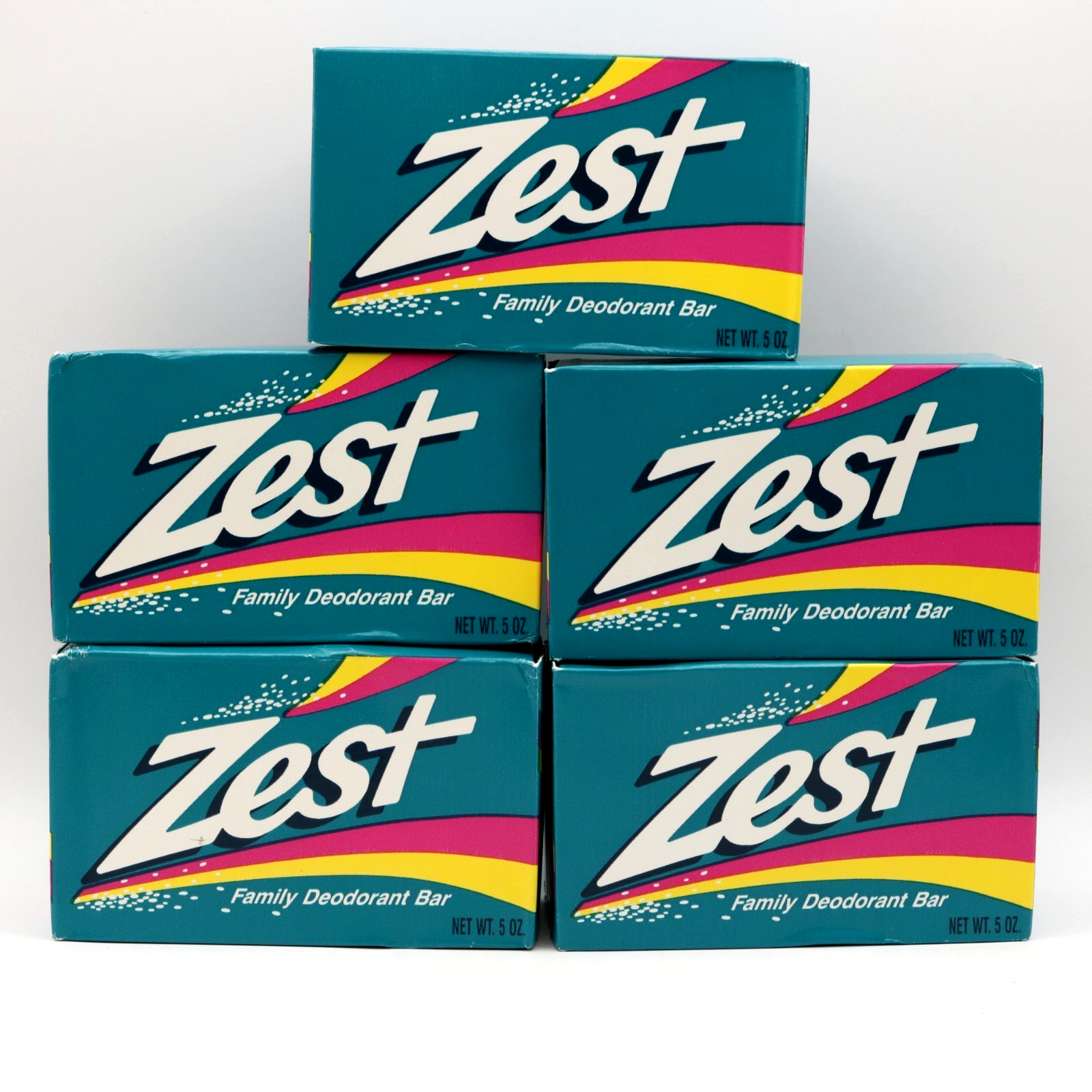 Zest Family Deodorant Bar Soap 5pcs 5oz ea New Sealed Vintage 1992 Procter P&G