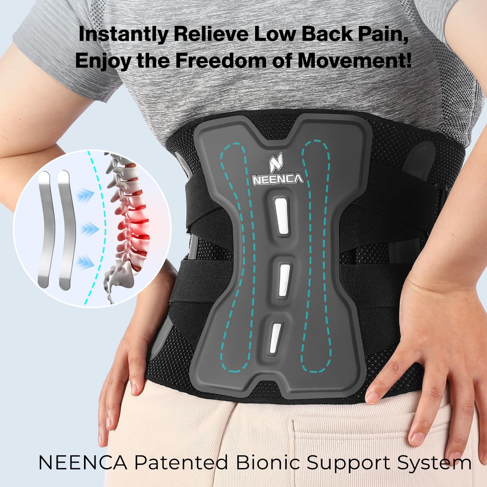 Adjustable Back Brace for Lower Back Pain Relief, Lumbar Support Belt, Soft Mesh
