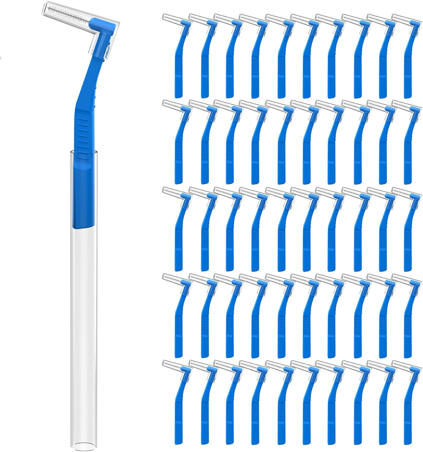 50 Count Angle Interdental Brushes with Extended Handle for Braces, Tight(0.7mm)