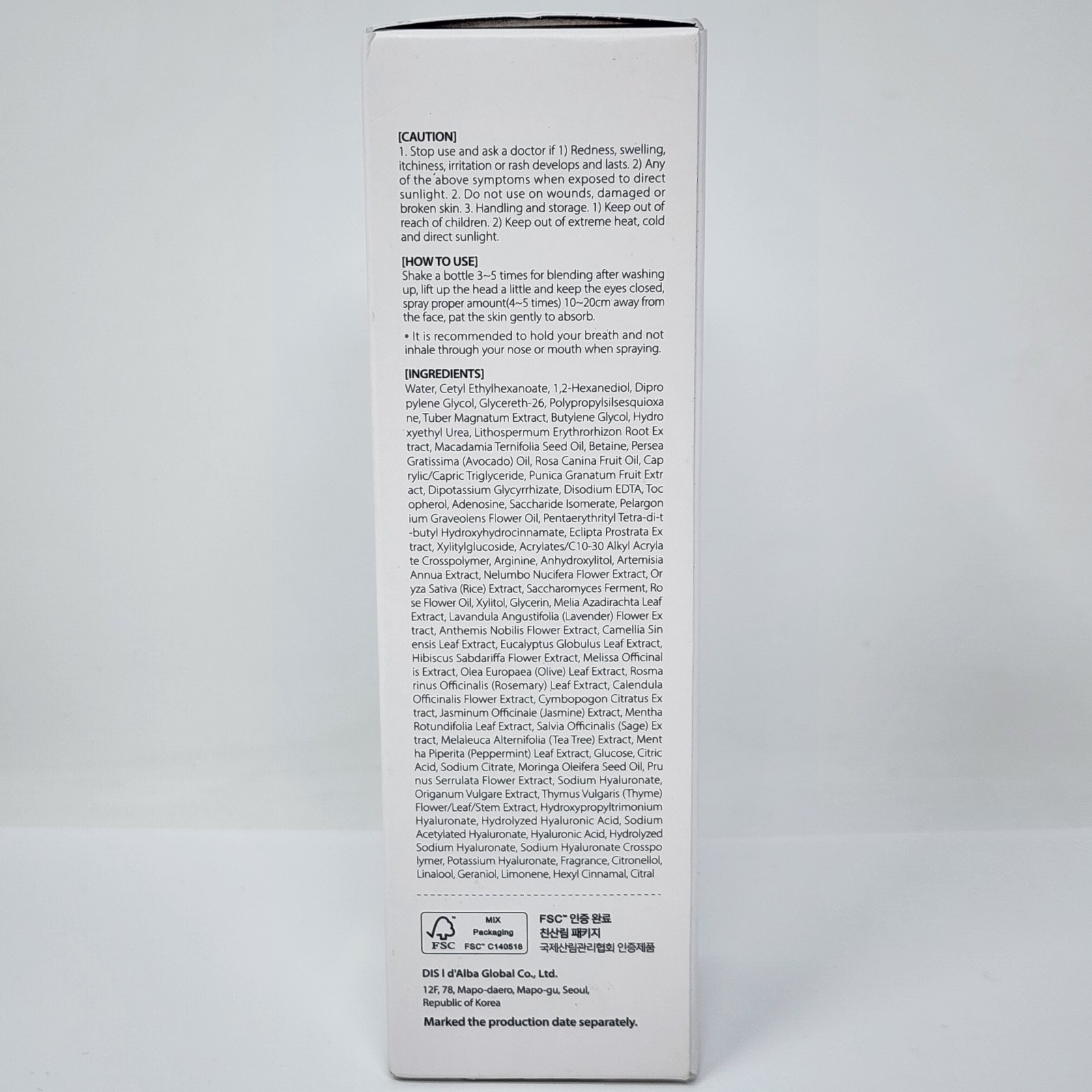 d’alba Piedmont Vital Spray Serum White Truffle 3.38 fl oz (100 mL) Exp 11/2027