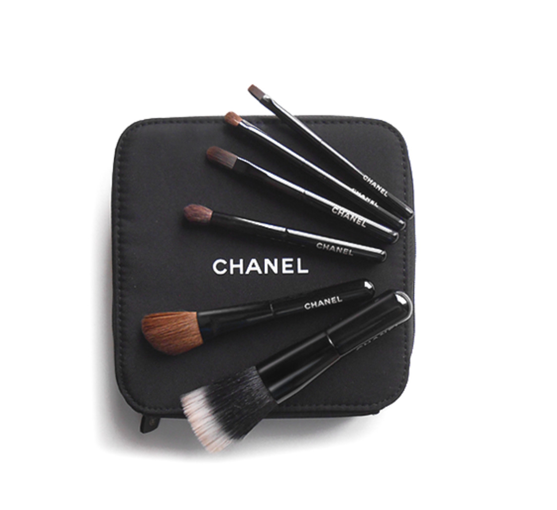 1 Chanel Collection 6 Essential MINI BRUSHES SET w/Mirror+Bag+Pouch LTD Ed +🎁