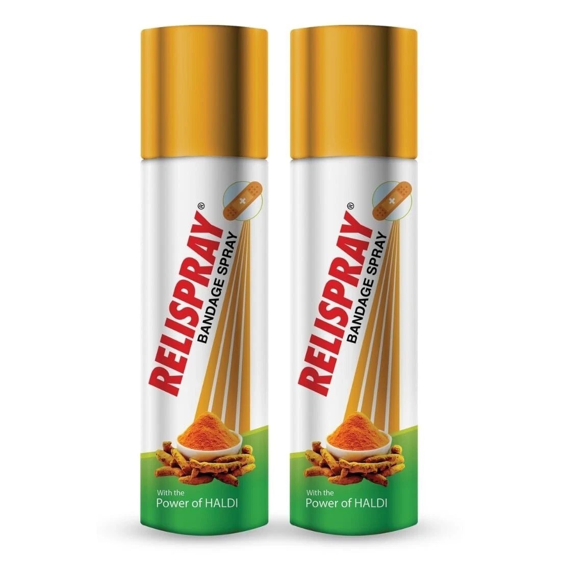 RELISPRAY Antiseptic Waterproof Ayurvedic Bandage Spray with Turmeric (2 x 75gm)