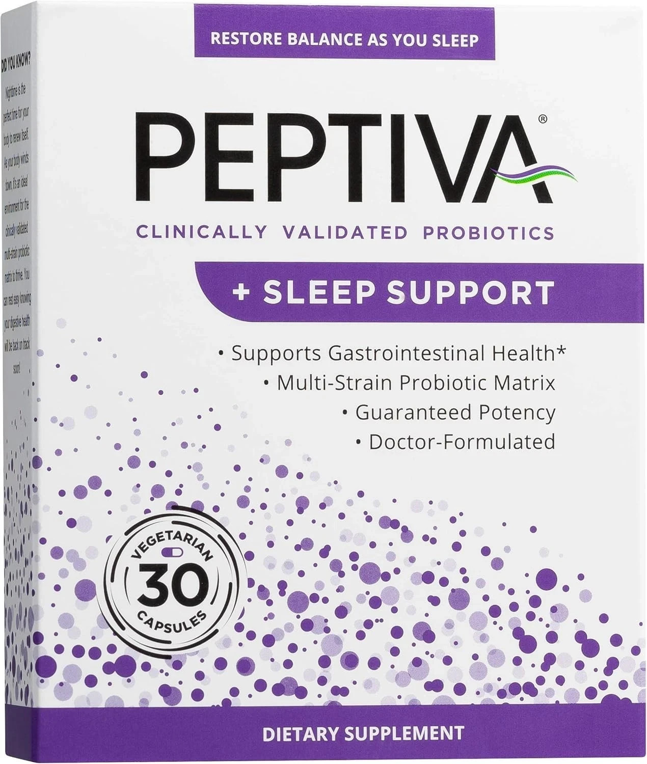 PEPTIVA Sleep Support Vegetarian Probiotics – 30 Capsules – FREE Delivery in USA