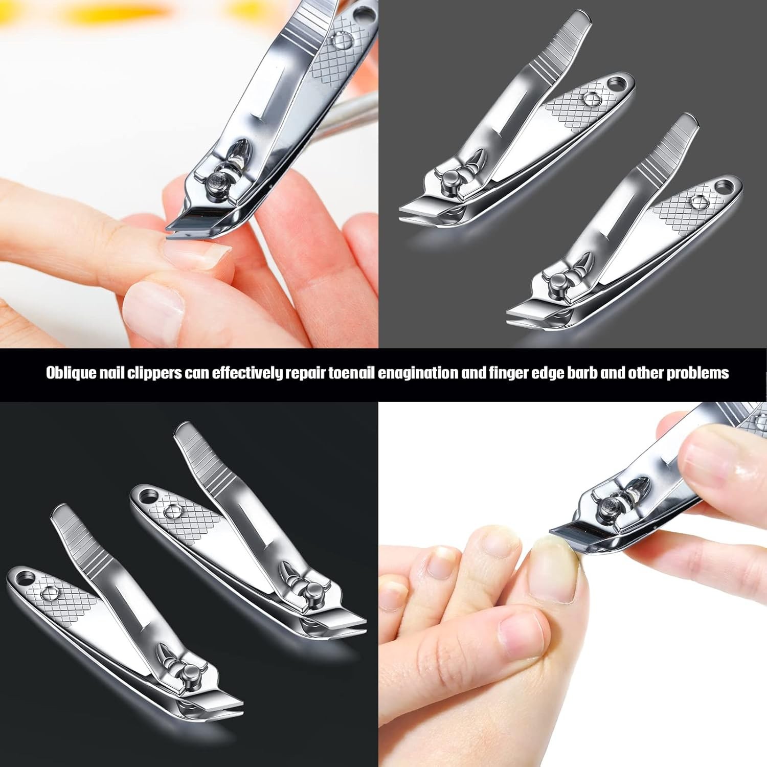 12 Pcs Slanted Edge Nail Clippers Metal Side Cuticle As Picture Show