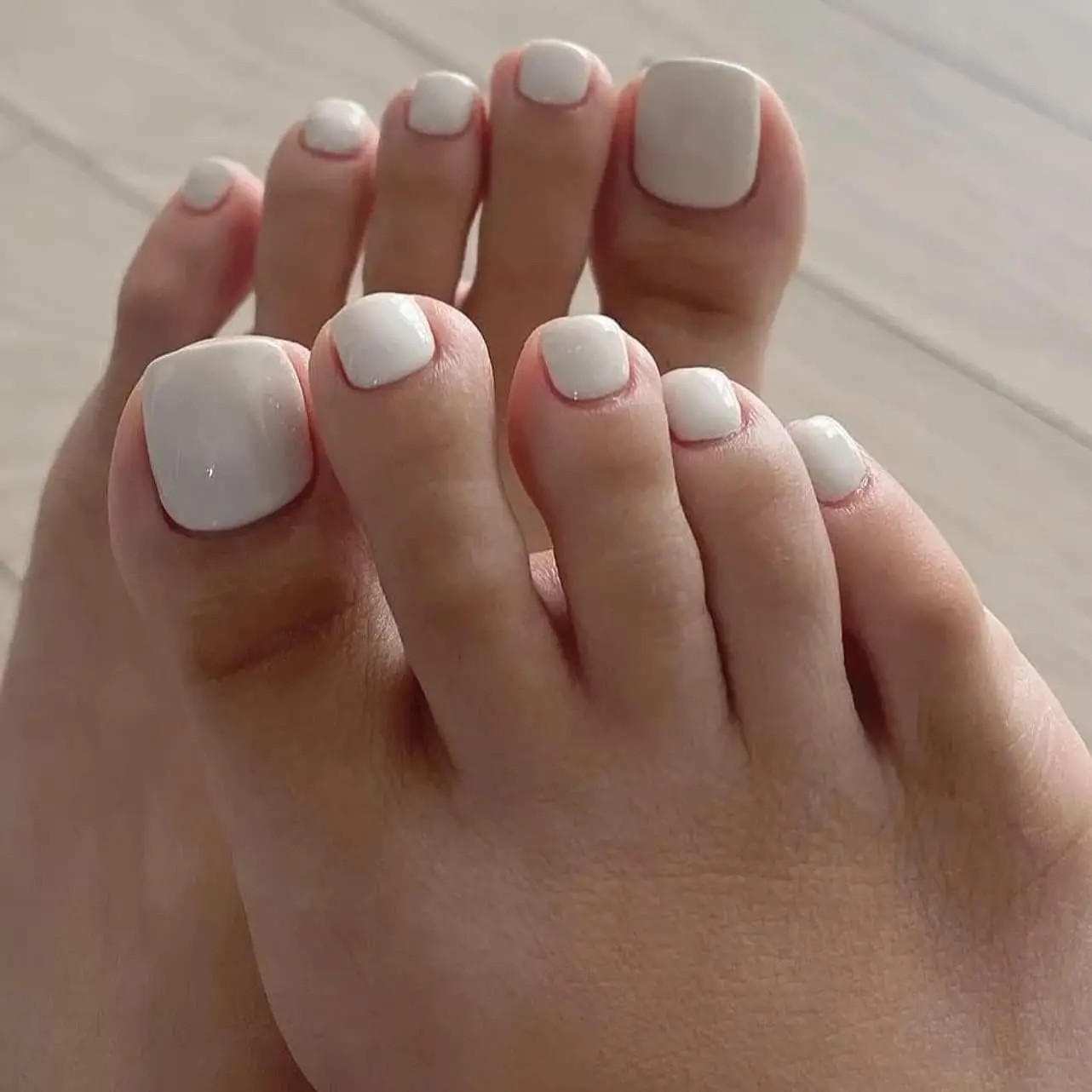 120PCS Reusable Acrylic White Fake Toe Nails Press On Nails For Women Perfect