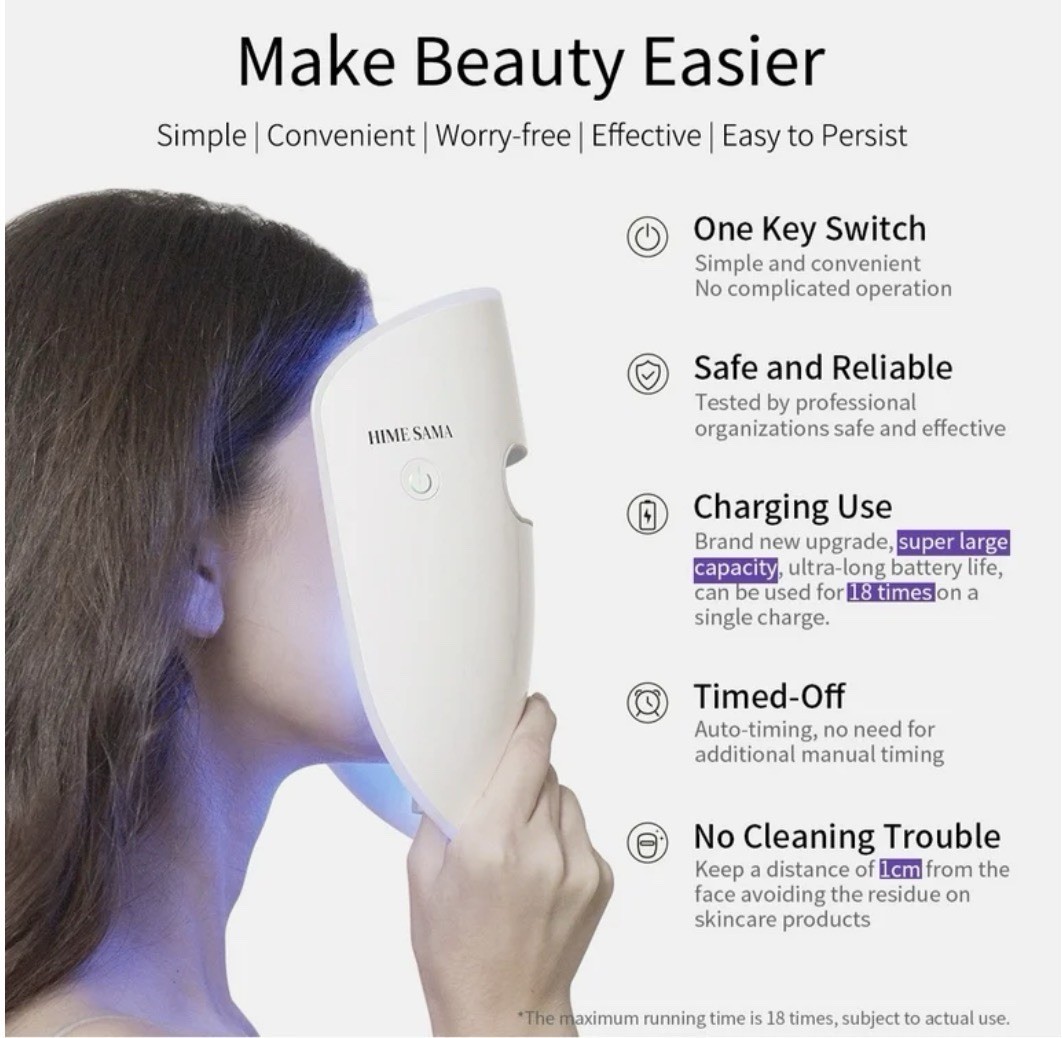HIME SAMA LED Face Mask 8-Color Wireless Light for Skincare ACE RB-081 New