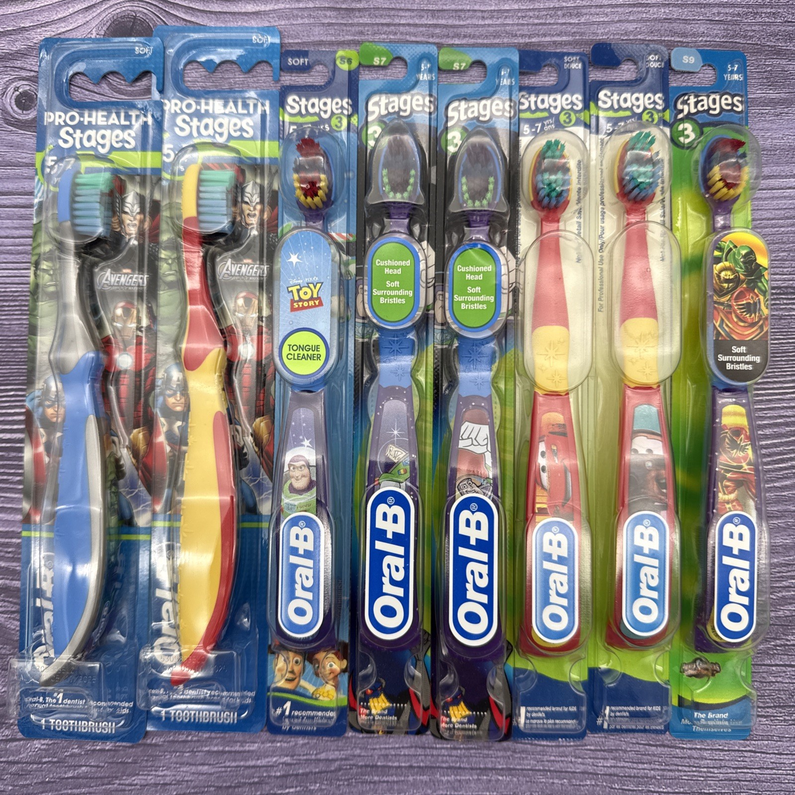 8 LOT Oral B Stages 3 Toothbrush Toy Story Avengers Buzz Hulk ages 5-7 Years Old