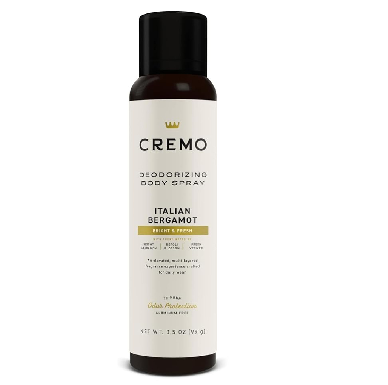 Cremo Italian Bergamot Body Spray, A Sophisticated 3.5 Fl Oz (Pack of 1)