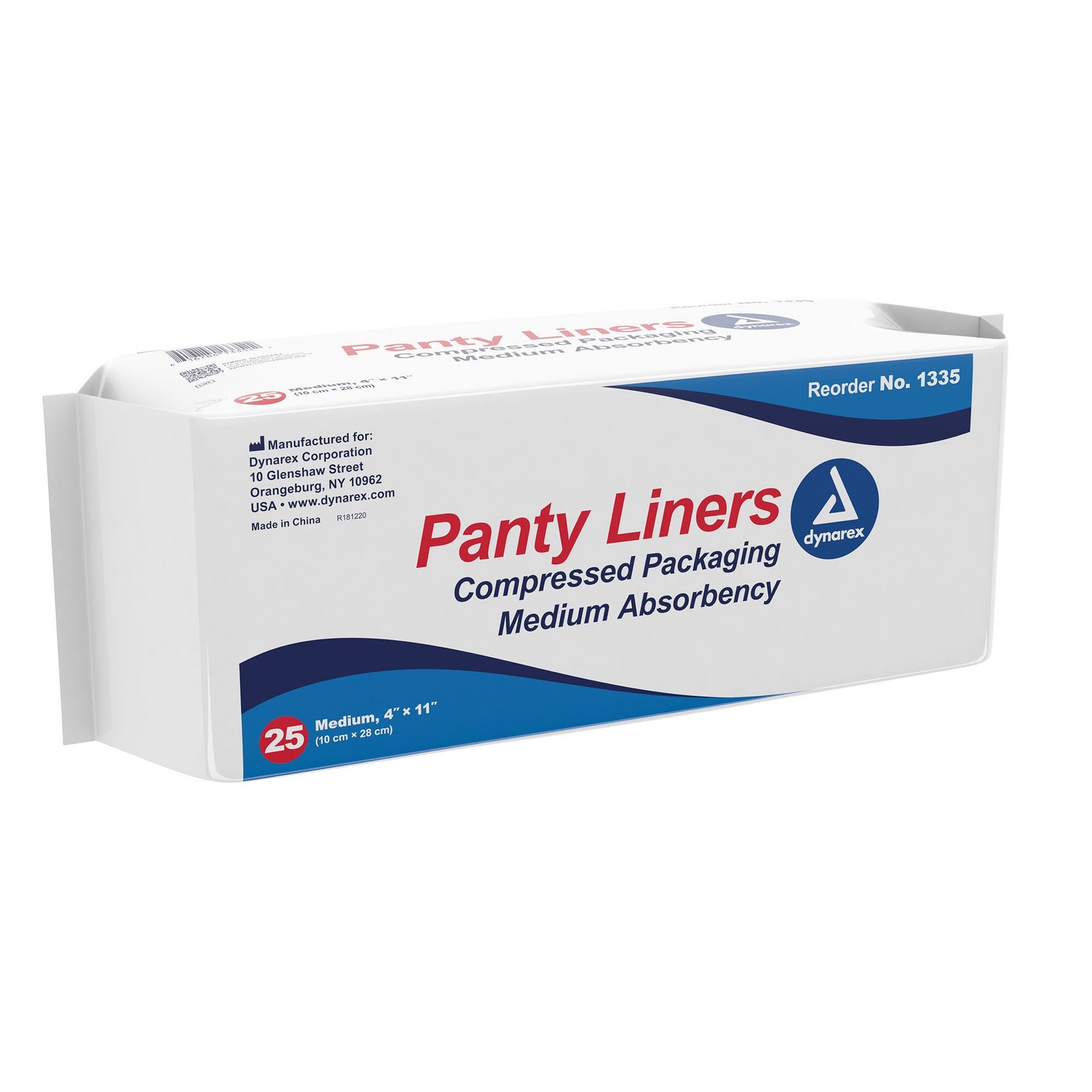 Dynarex Unisex Incontinent Pad Pant Liner 4 X 11 Inch 1335 25 Ct