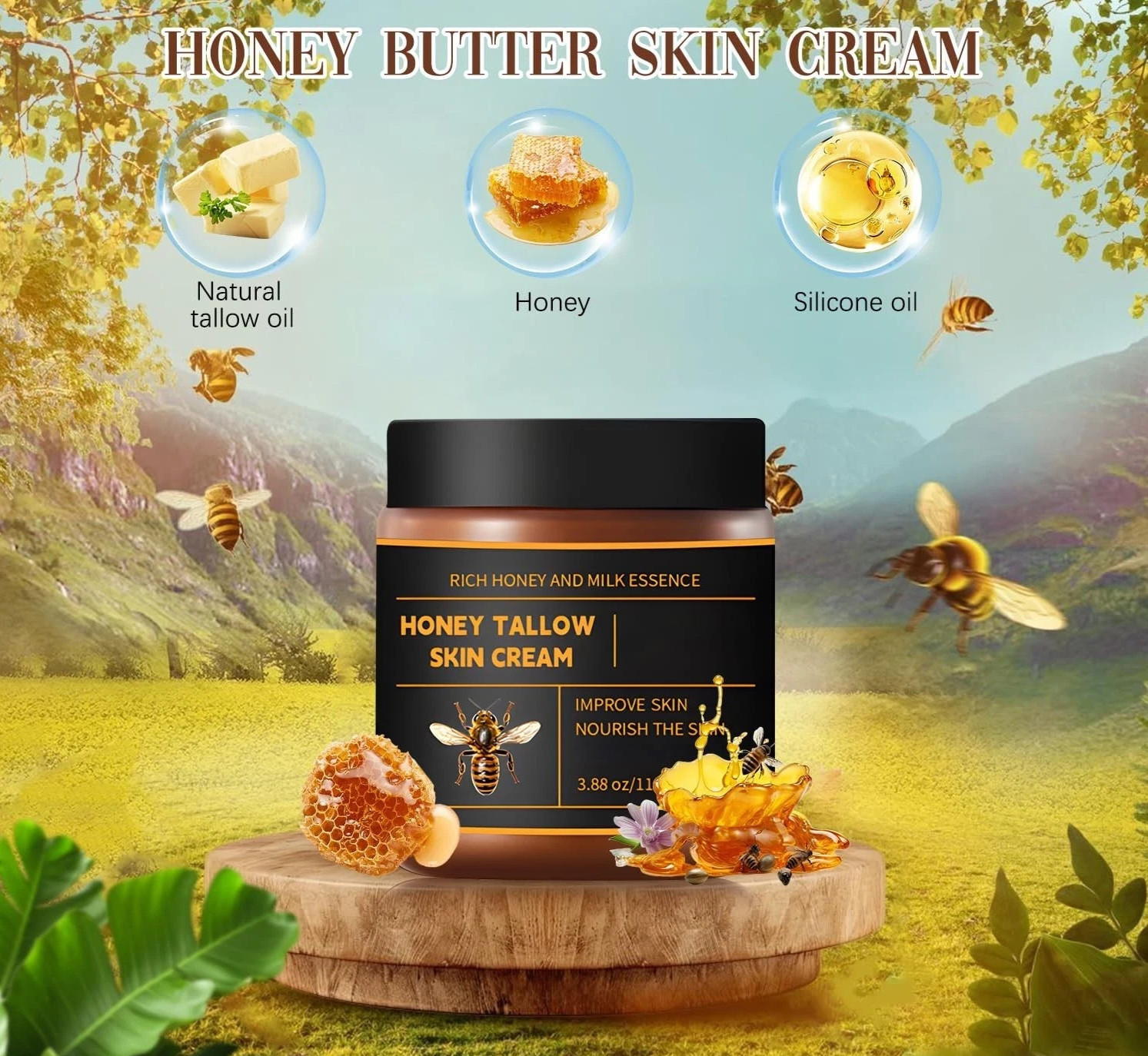 Honey Tallow and Milk Essence Face Skin Cream 4.33 ounces