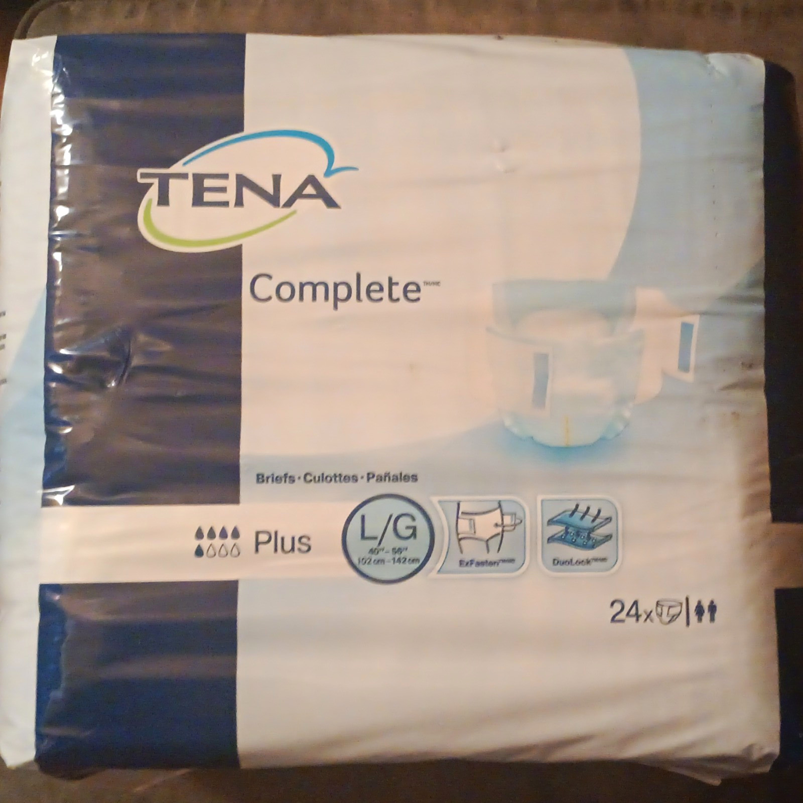 TENA Complete Plus Disposable Incontinence Briefs L/G White 24 Count