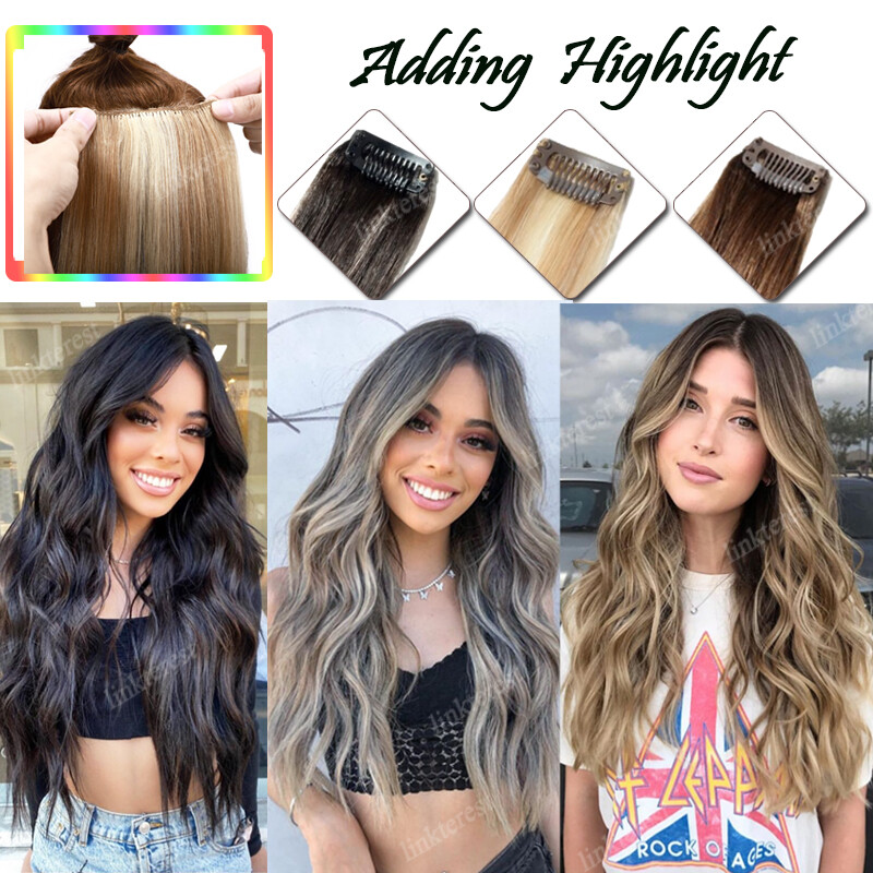 Clip In Human Hair Extensions 100% Remy Hair 8Pieces 18Clips Full Head 20/22/24″
