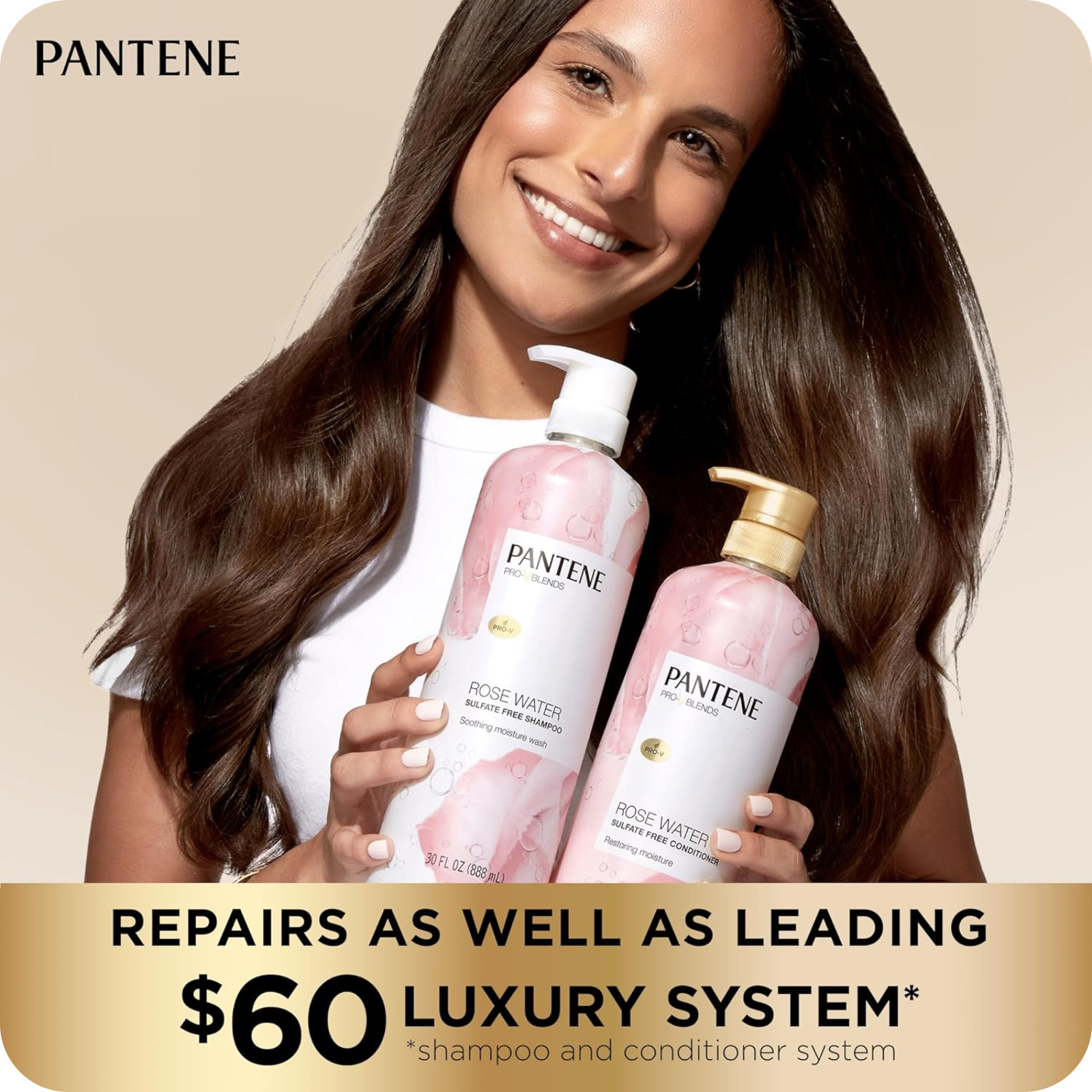Pantene Pro-V Rose Water Shampoo 30oz Hydrating Sulfate Free Formula