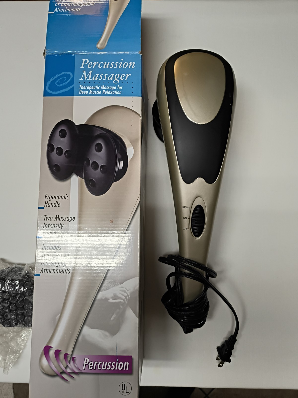 Percussion Massager, Deep Muscle & therapeutic Relaxation 2 attachments H-1196-0