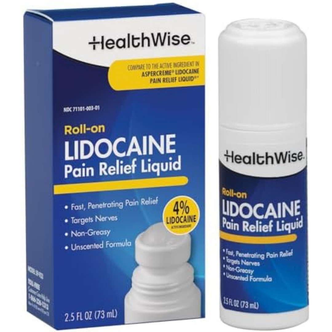 4% Lidocaine Roll-on | Otc Strength | Pain Relief Liquid | 2.5 Oz. 73 Ml | Non-g