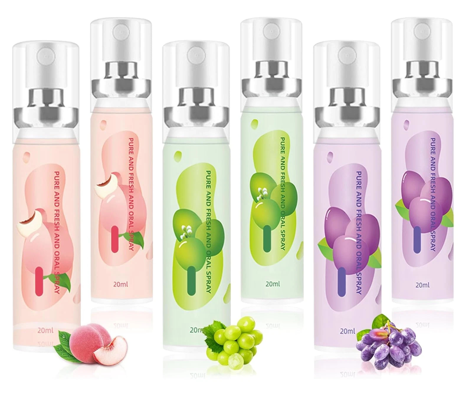 6PCS Oral Breath Spray, 3 Flavors Fruit Mouth Spray Freshener Oral…