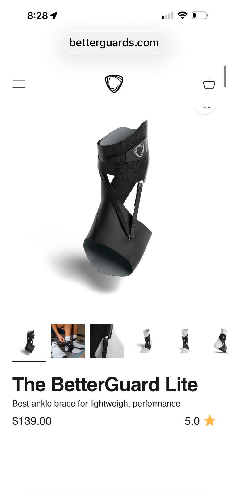 BetterGuard lite Adaptive Hydraulic Ankle Brace, Size Large, Black, Right Foot