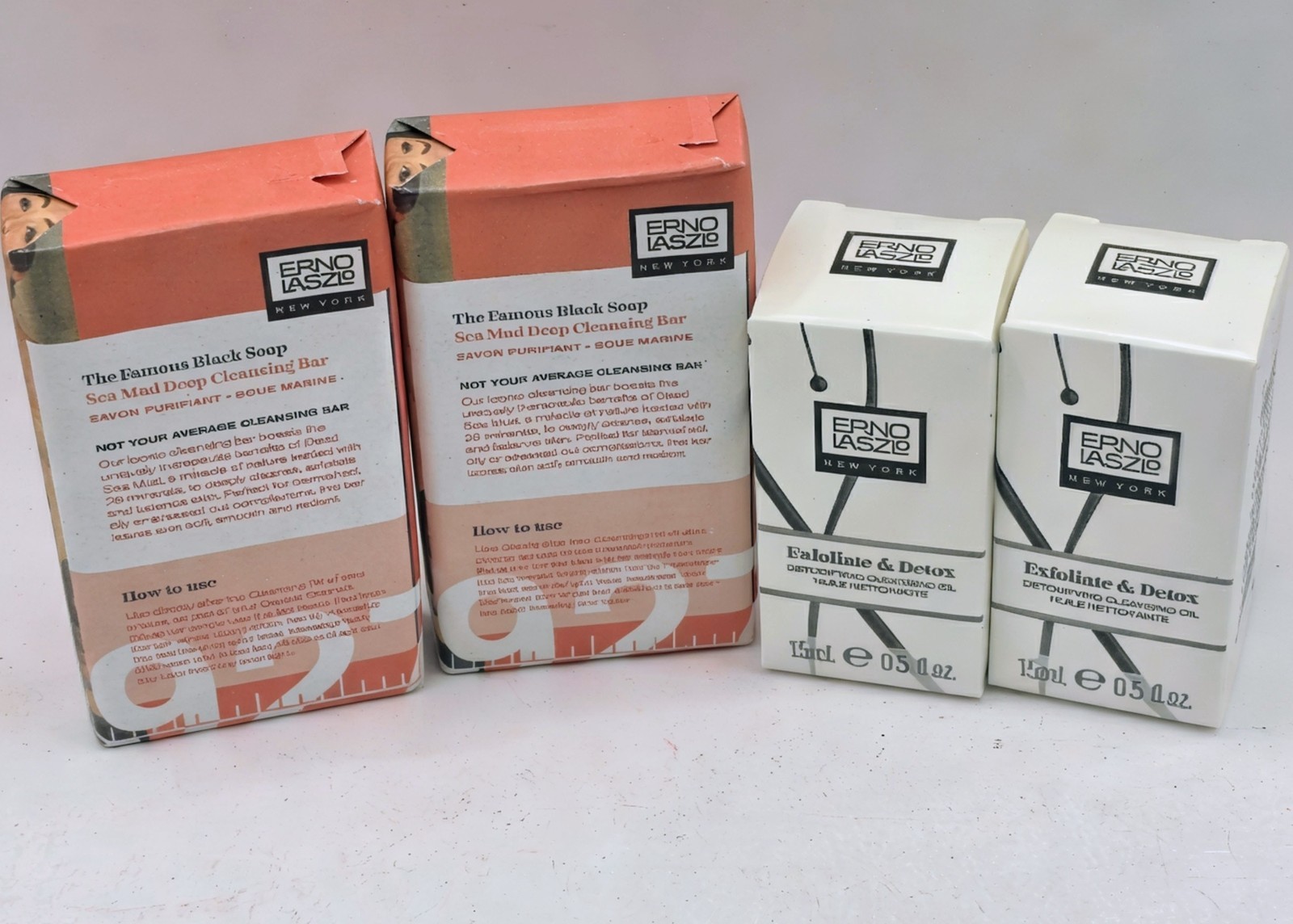 Erno Laszlo Famous Black Soap Sea Mud Deep Cleansing Bar 1.7 oz X 2 Bonus Oil