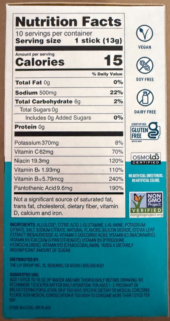 Liquid IV Sugar-Free Electrolyte Hydrate Raspberry Lemonade 12/2027, 40 Packets