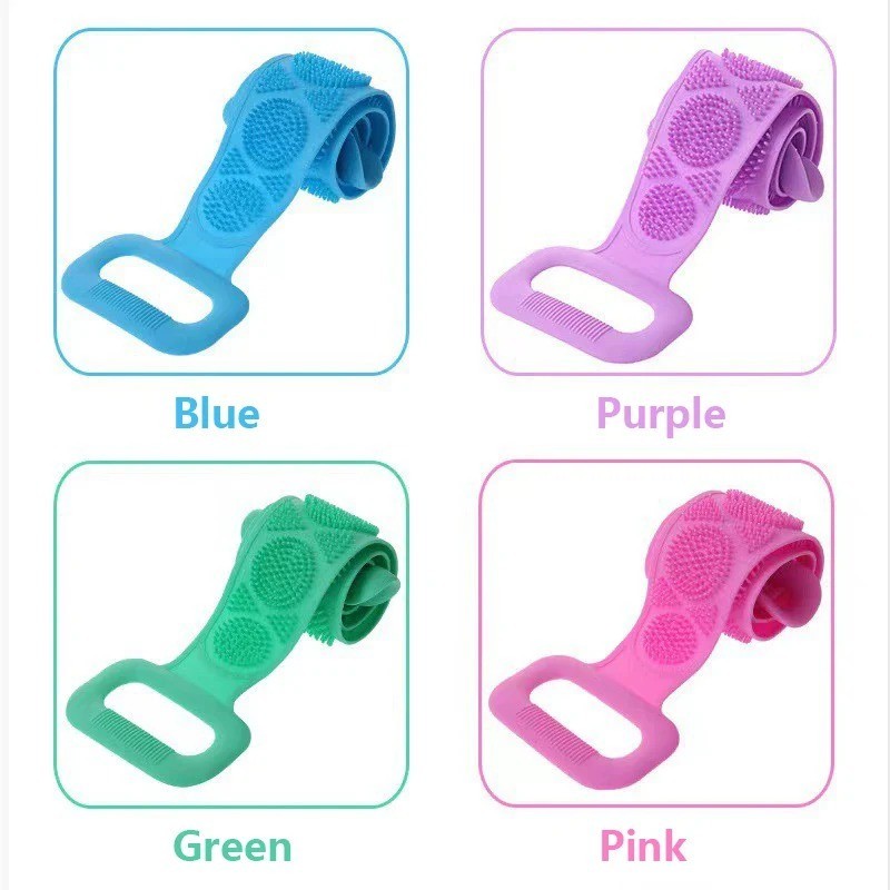 Silicone Body Back Scrubber Double Side Bathing Brush For Skin Deep Cleaning