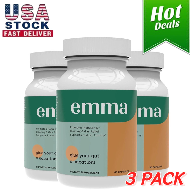 3 Pack Emma Gut Health Supplement for Bloating Relief & Leaky Gut 180 Capsules