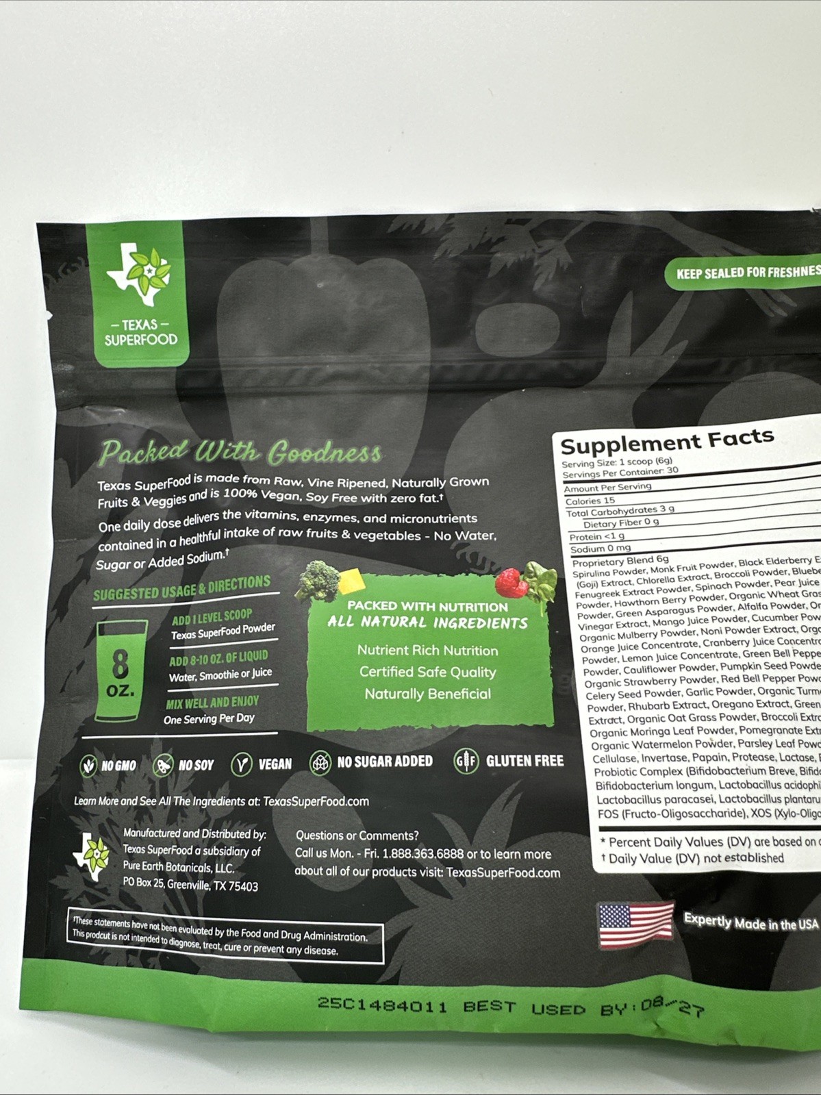 Exp08/2027 Texas SuperFood – Original Superfood (30) Powder Servings