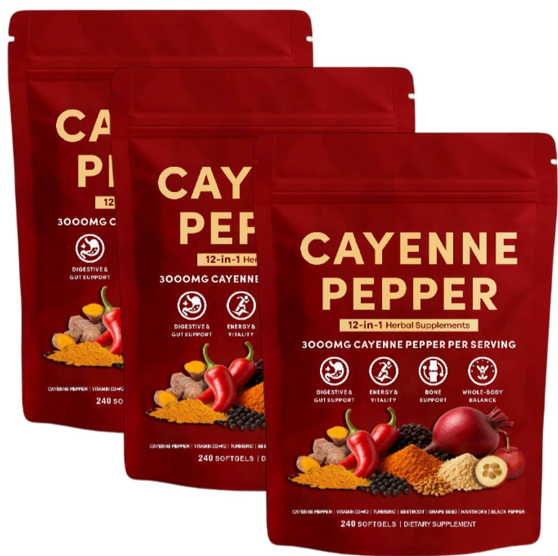 Capsaicin Cayenne Pepper Supplement 240 Ct with Beetroot Grape Seed D3 K2