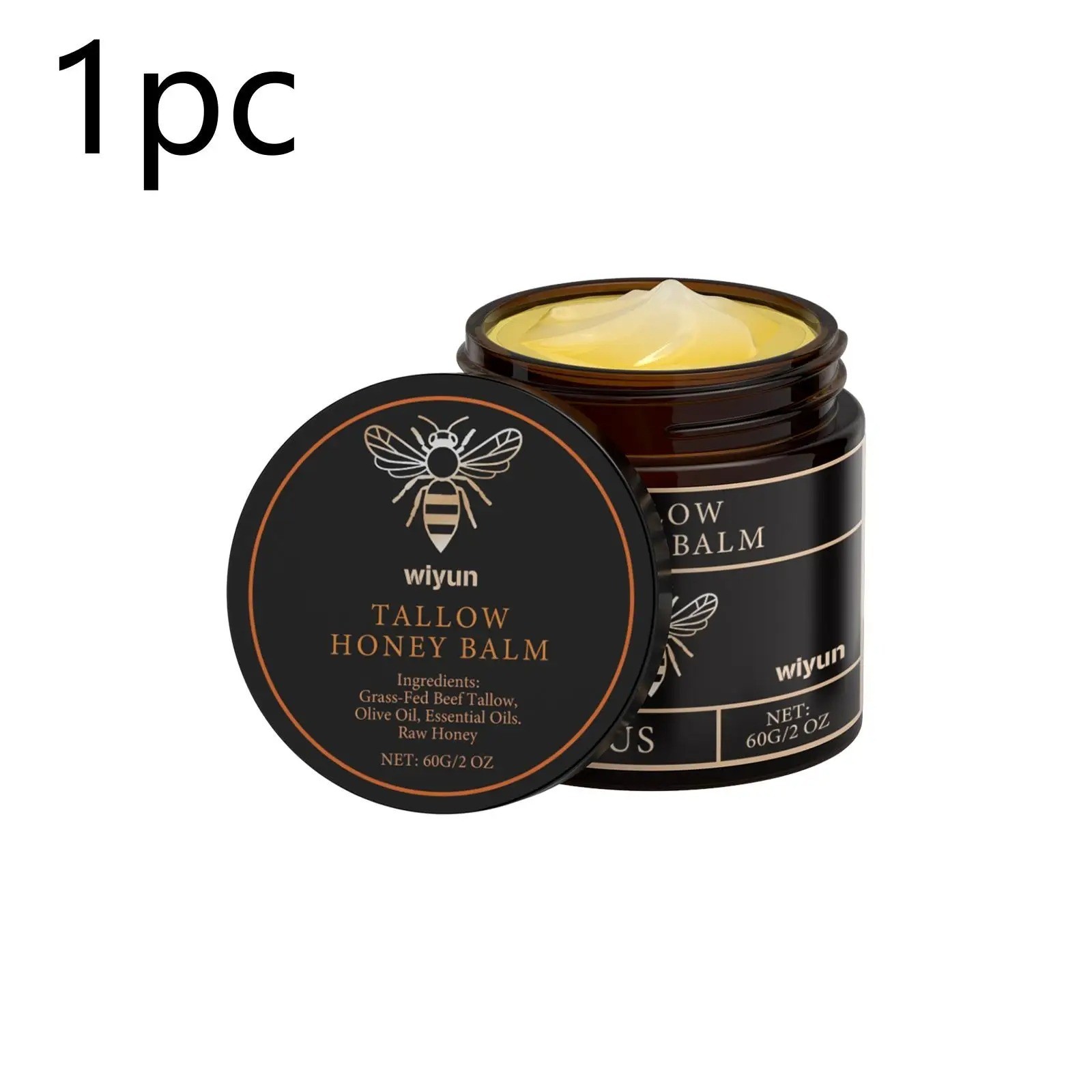 Organic Grass-Fed Beef Tallow Balm with Raw Honey – Unscented Skin Moisturizer