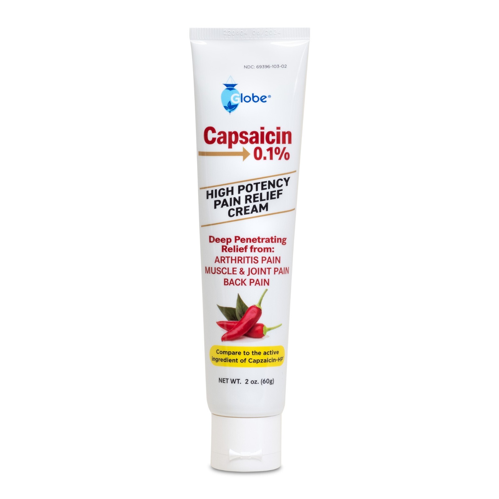 Globe Capsaicin 0.1% High Potency Pain Relief Cream 2 oz (3 Pack)