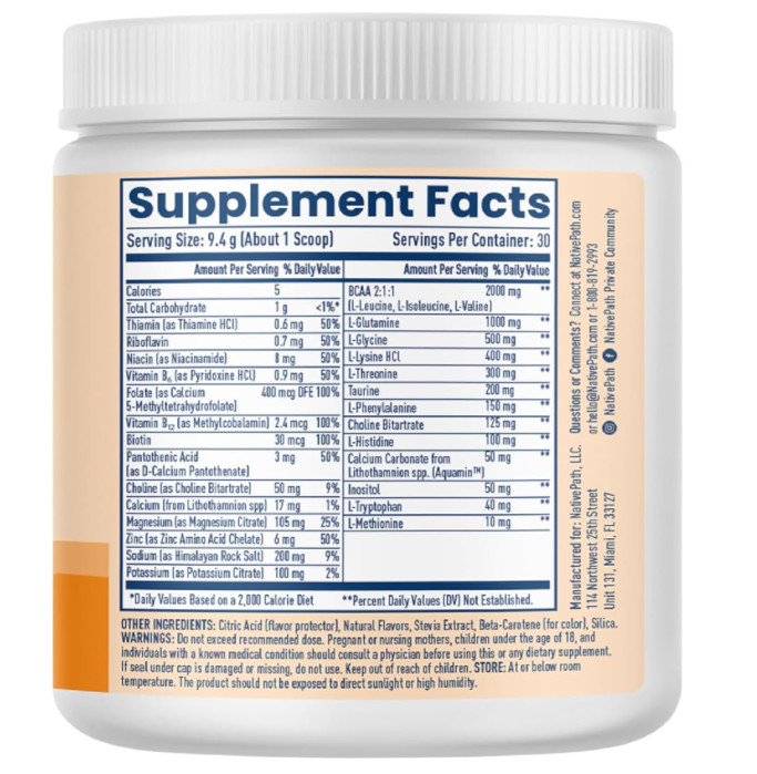 NativePath Hydrate, Zero Sugar, 30 Servings