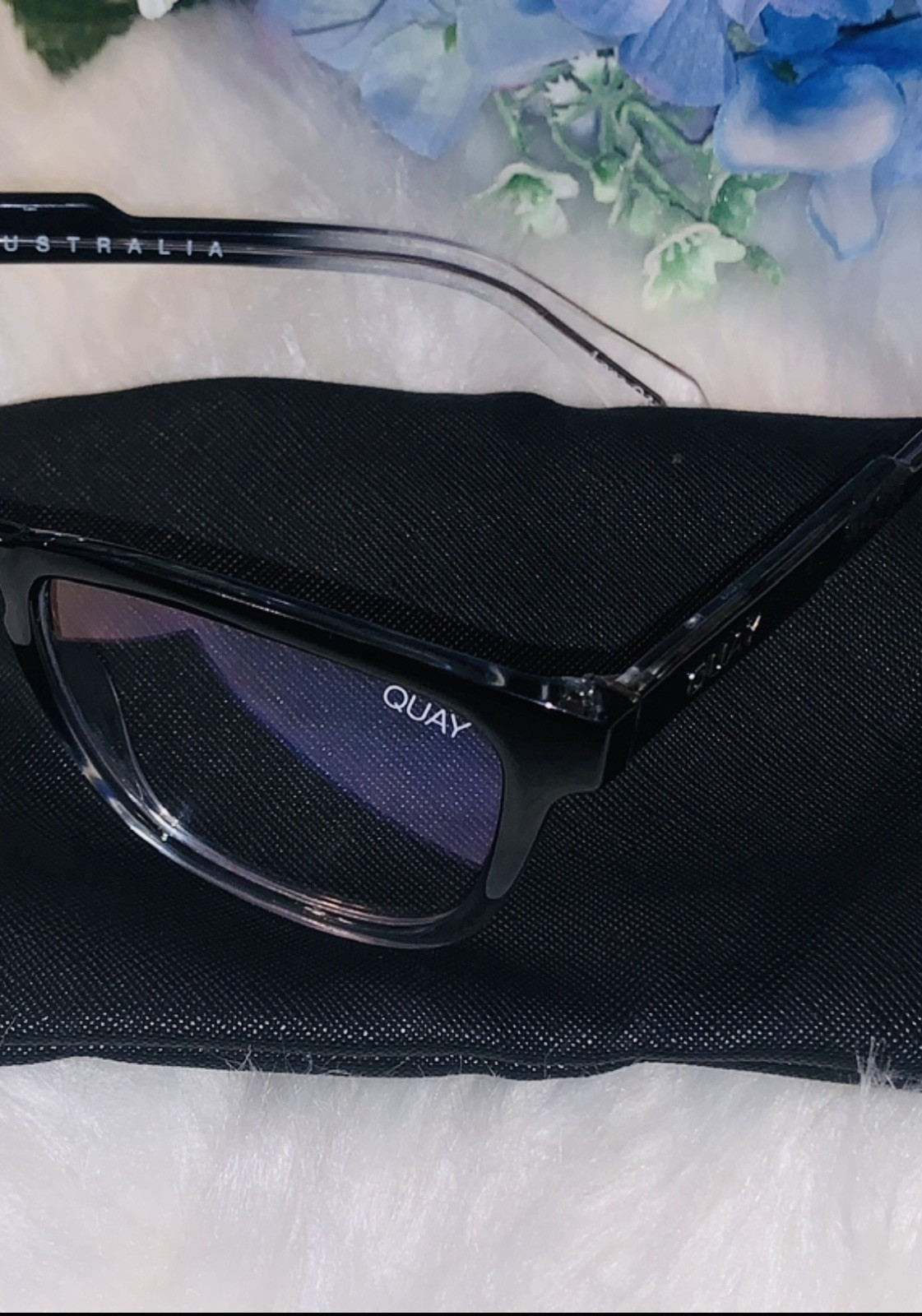 QUAY Australia Black Cleat Glasses Blue Light Blocking Clear Lens Frame New