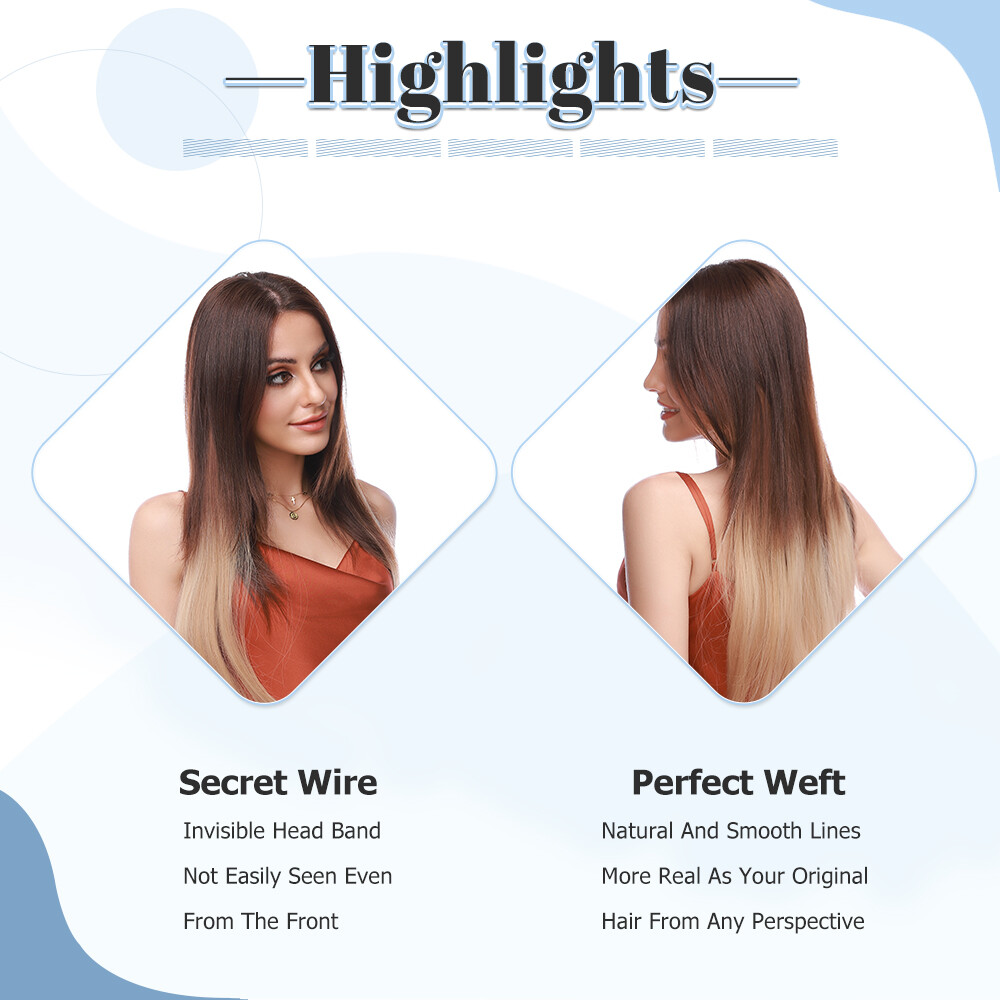 Invisible Wire One-Piece Hair Extensions Silky Hidden Curly Straight Wavy Long