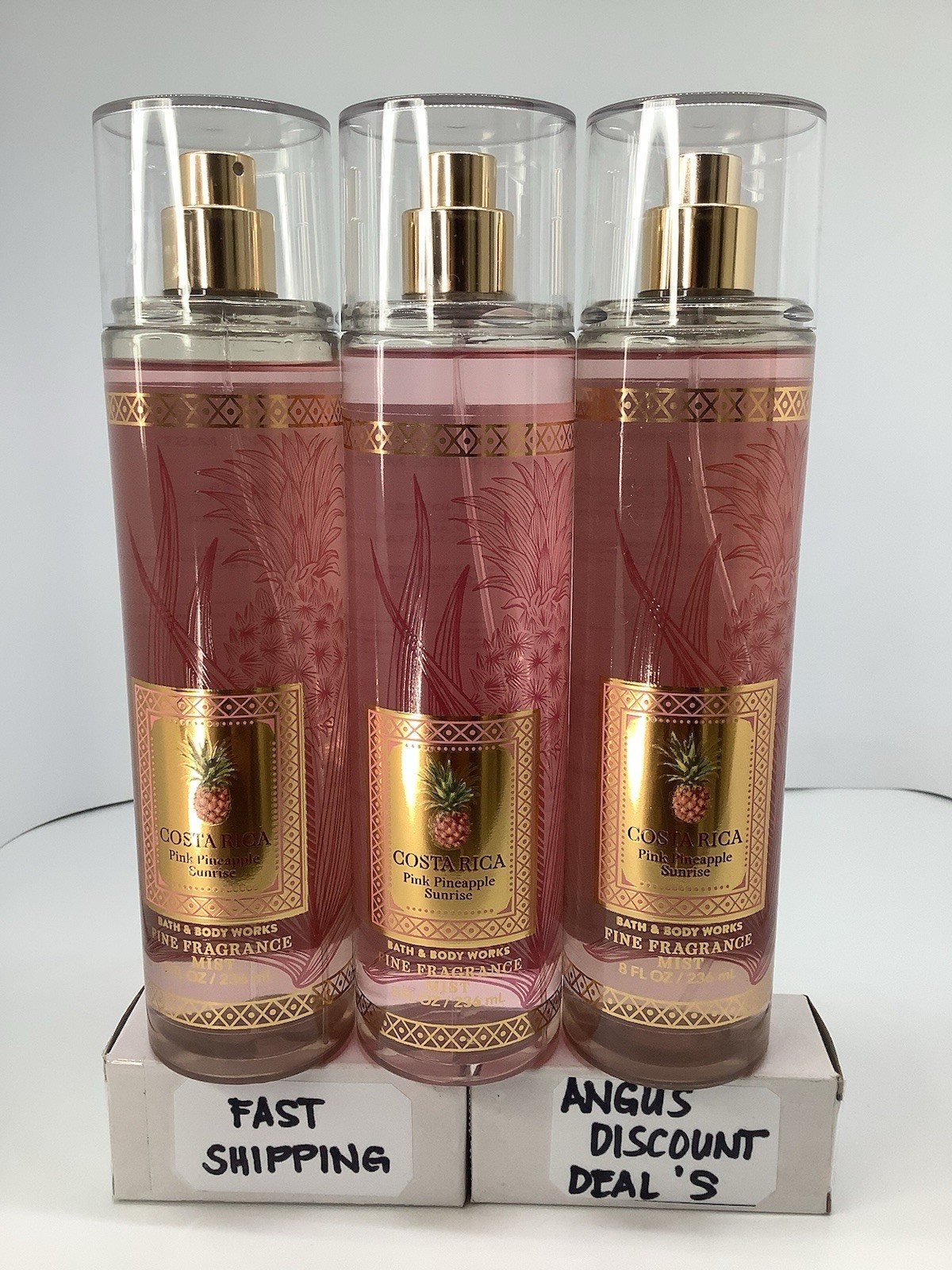 3 PCS, Bath & Body WorksCosta Rica PinkPineapple Sunrise Fine Fragrance Mist 8oz