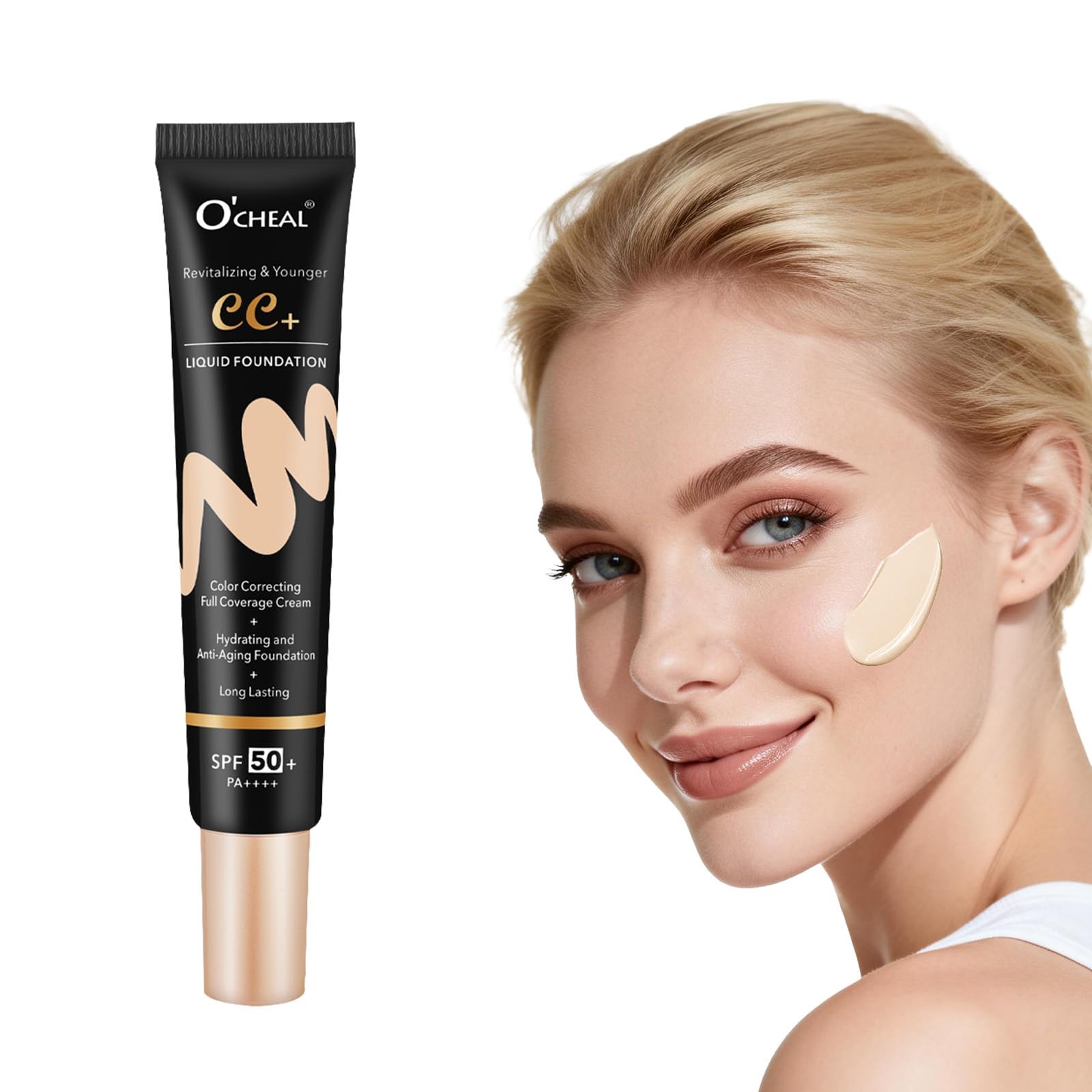 O’CHEAL CC Cream with SPF 50+, Hydrating Color 1.06 Ounce (Pack of 1), Ivory