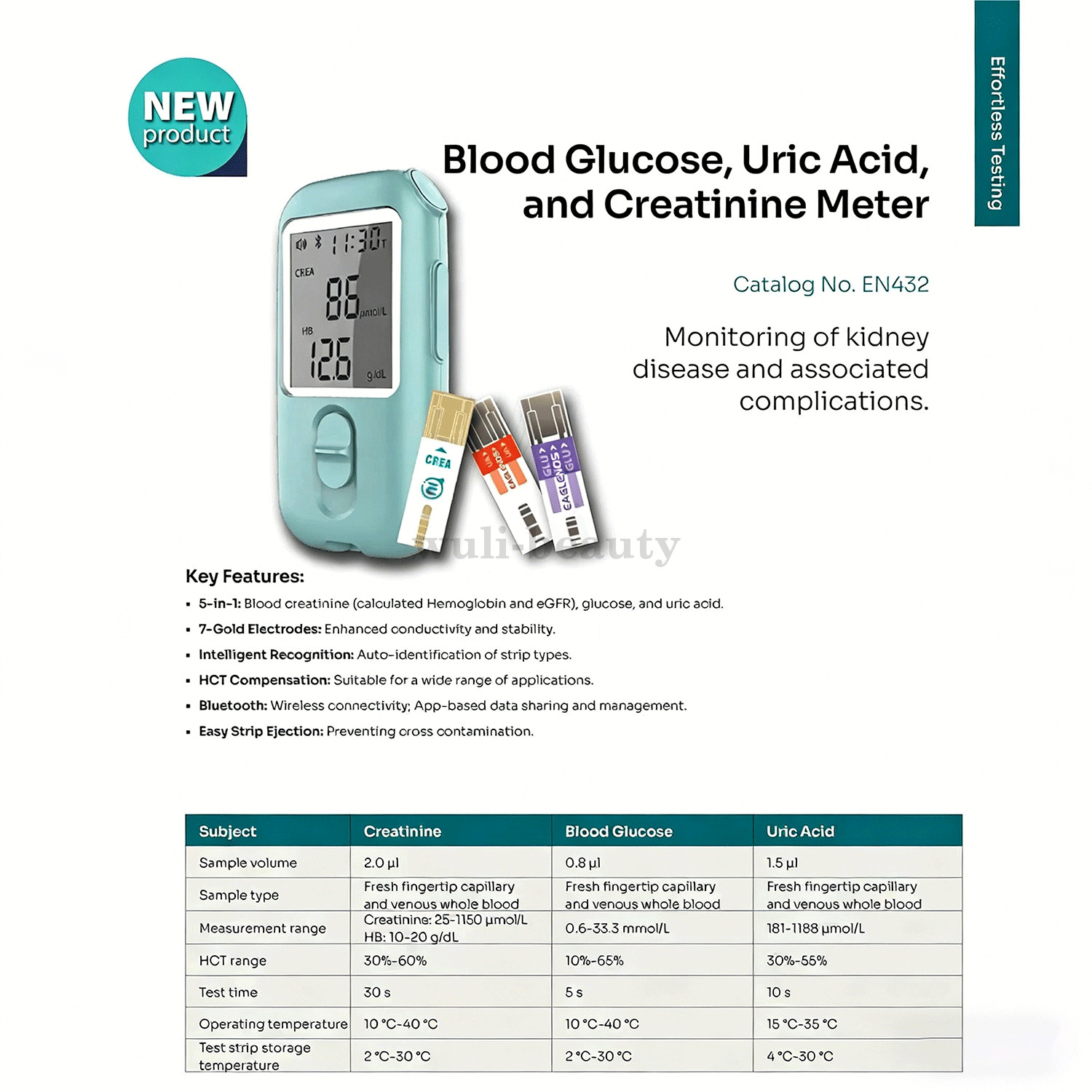 Kidney Function Monitoring Kit – Home Blood Creatinine Meter with 25 Test Strips