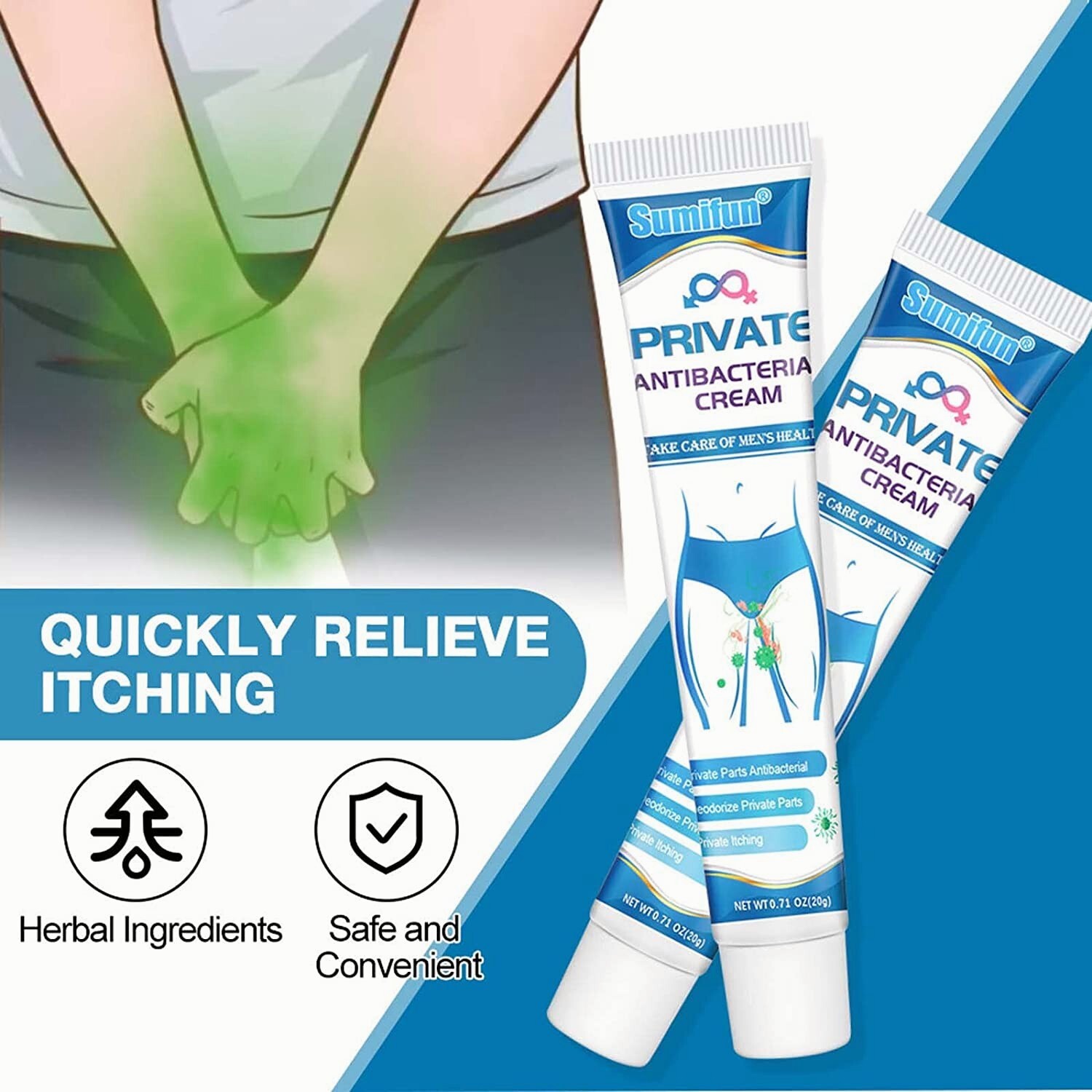 Private Antibacterial Cream for Men Deep Repair External Use Itching Cream 20g