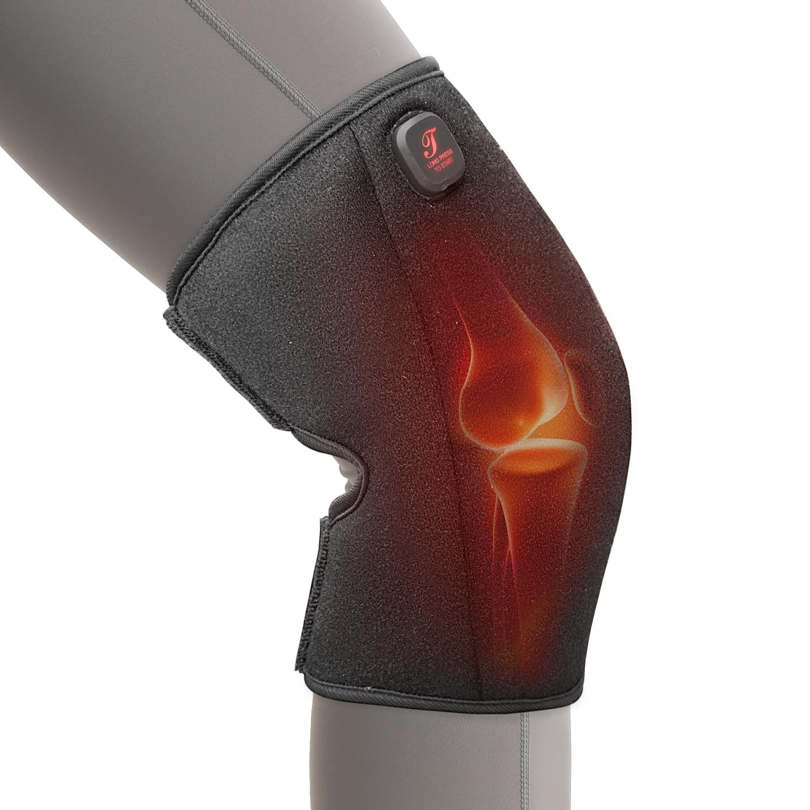 Black Heated Knee Brace Cordless Heating Pad 3000mAh Battery Wrap 1 PCS