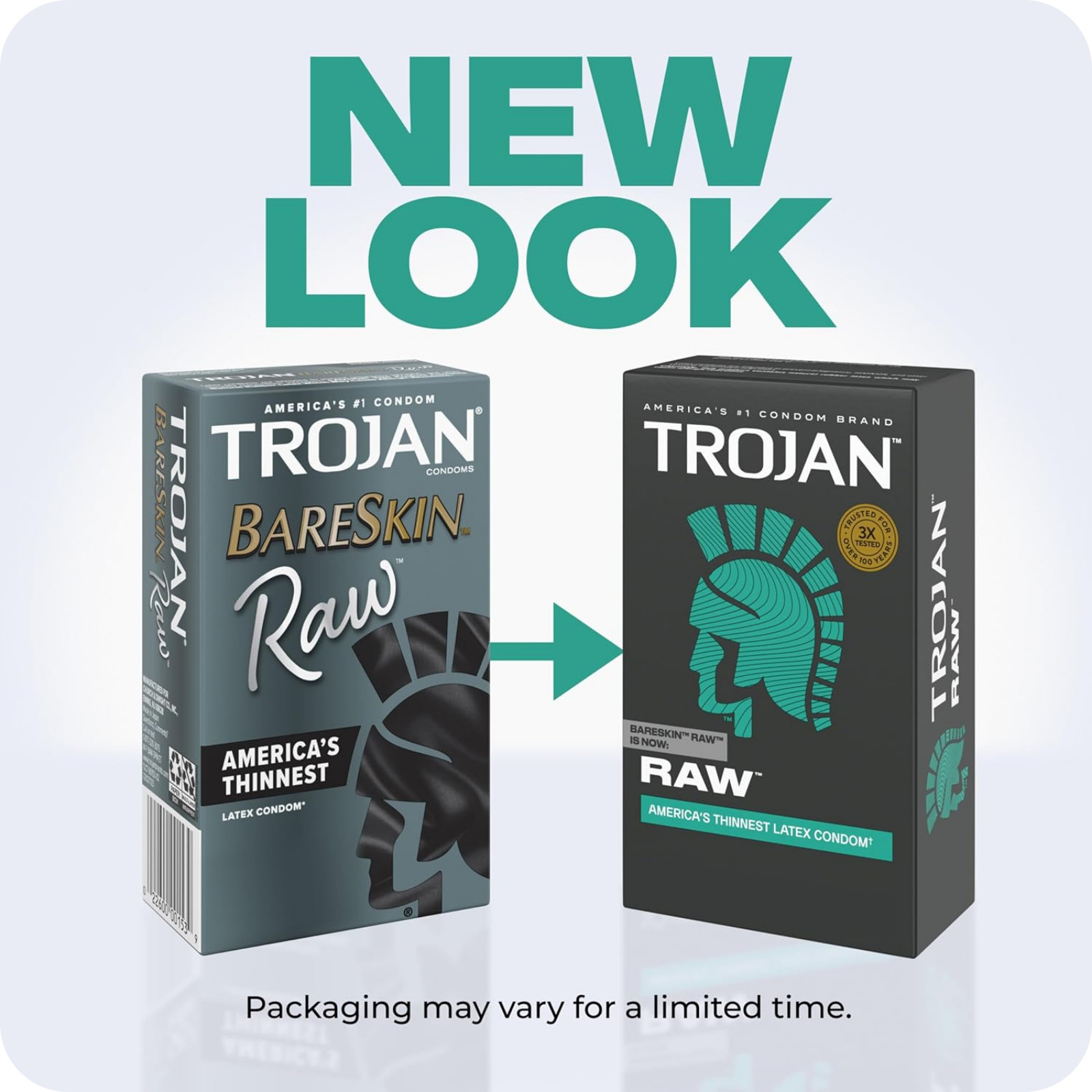 Trojan Raw Thin Latex Lubricated Condoms 24 Count Premium Protection