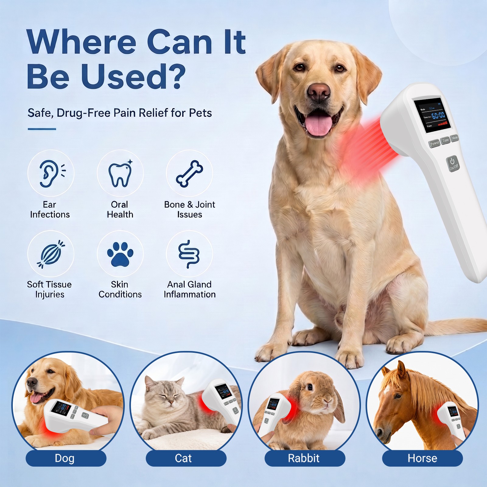 880mW 650nm 808nm Cold Laser Therapy Instrument for All Body Aches and Pains