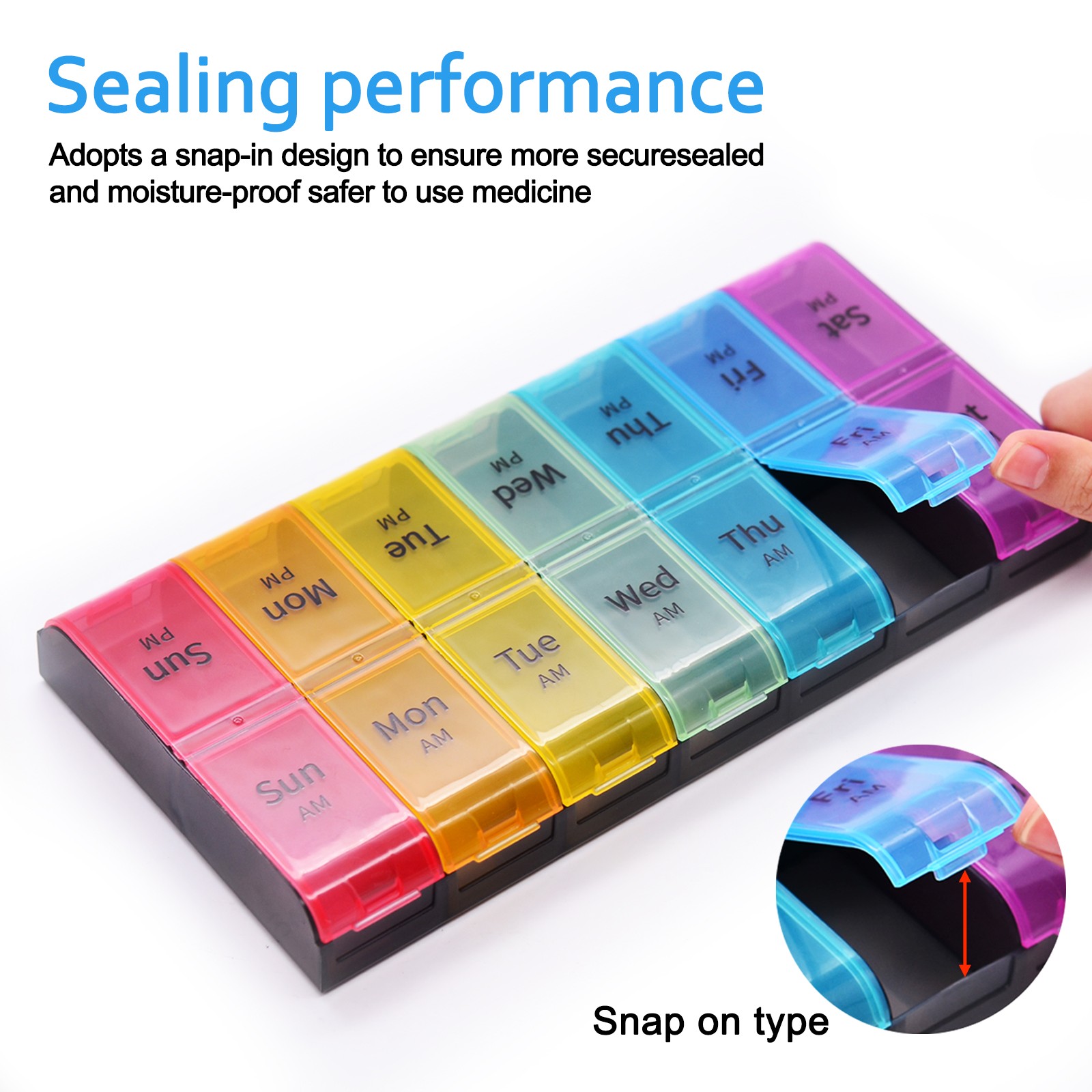 2 / 3 / 4 Times a Day Weekly Pill Box Organizer Pill Organizer Case Portable Box