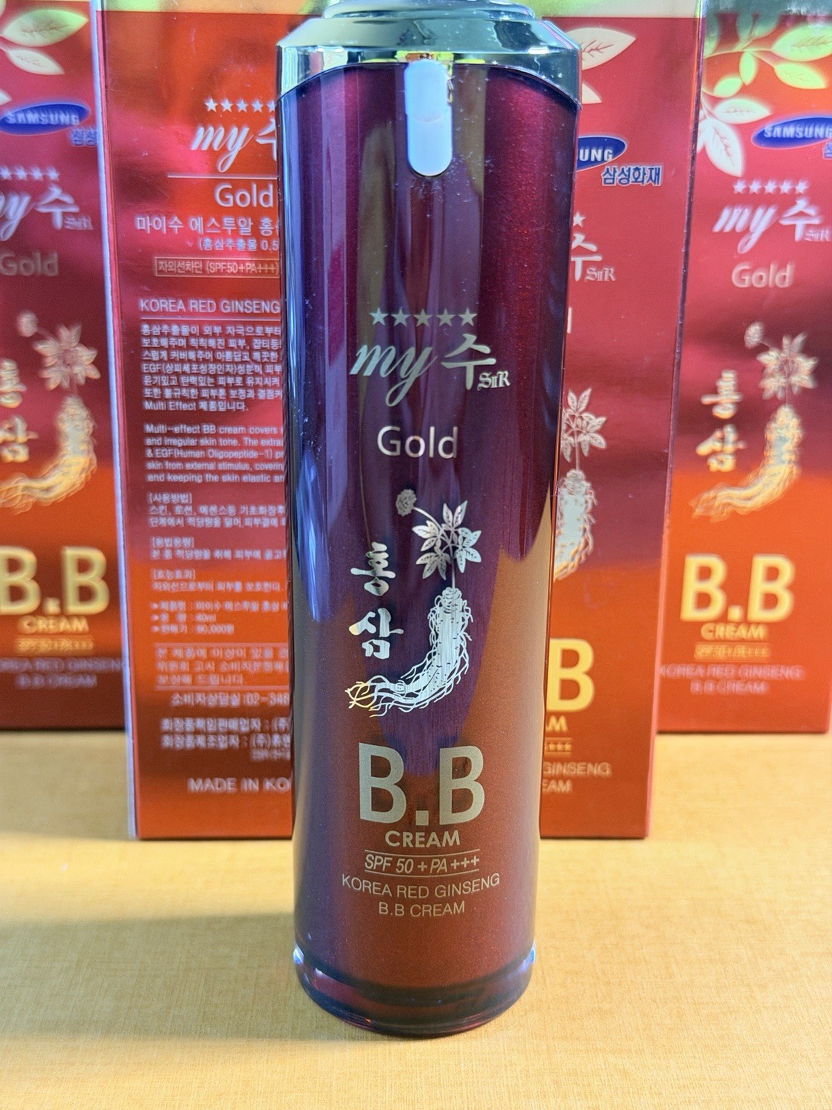 My Su Gold Red Ginseng BB Cream SPF 50+ PA++++ 40ml Made in Korea. Expire 2028