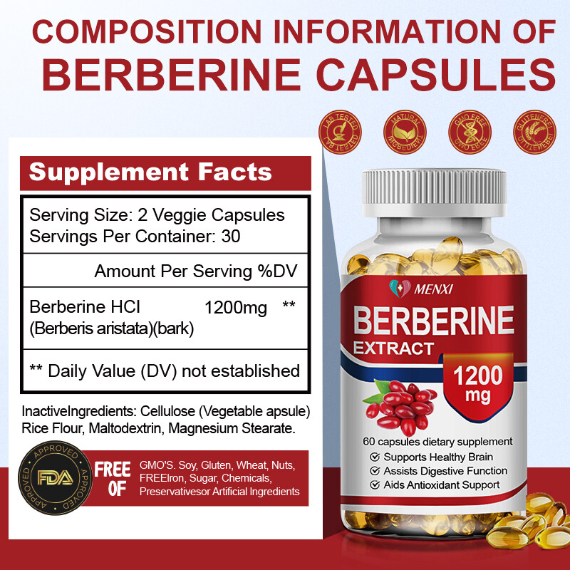 Berberine Extract Support 1200mg per Serving – High Absorption For Heart Health