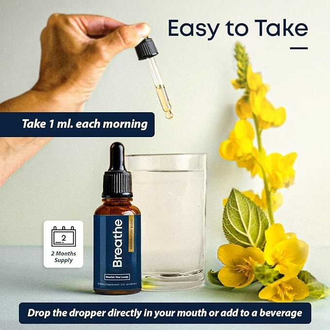 BREATHE 8-IN-1 Mullein Drops For Lungs Detox & Lung Cleanse | Peppermint, Thy…