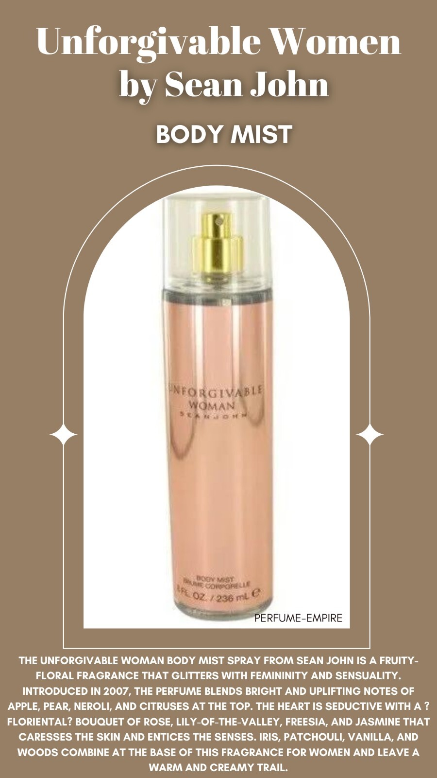 Unforgivable Women by Sean John Body Mist 8 oz New