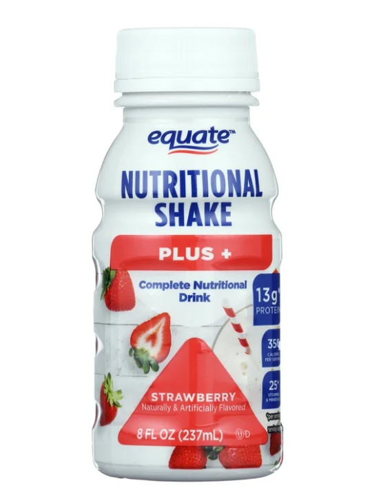 Equate Nutritional Shake Plus, Strawberry, 8 fl oz, 24 Count